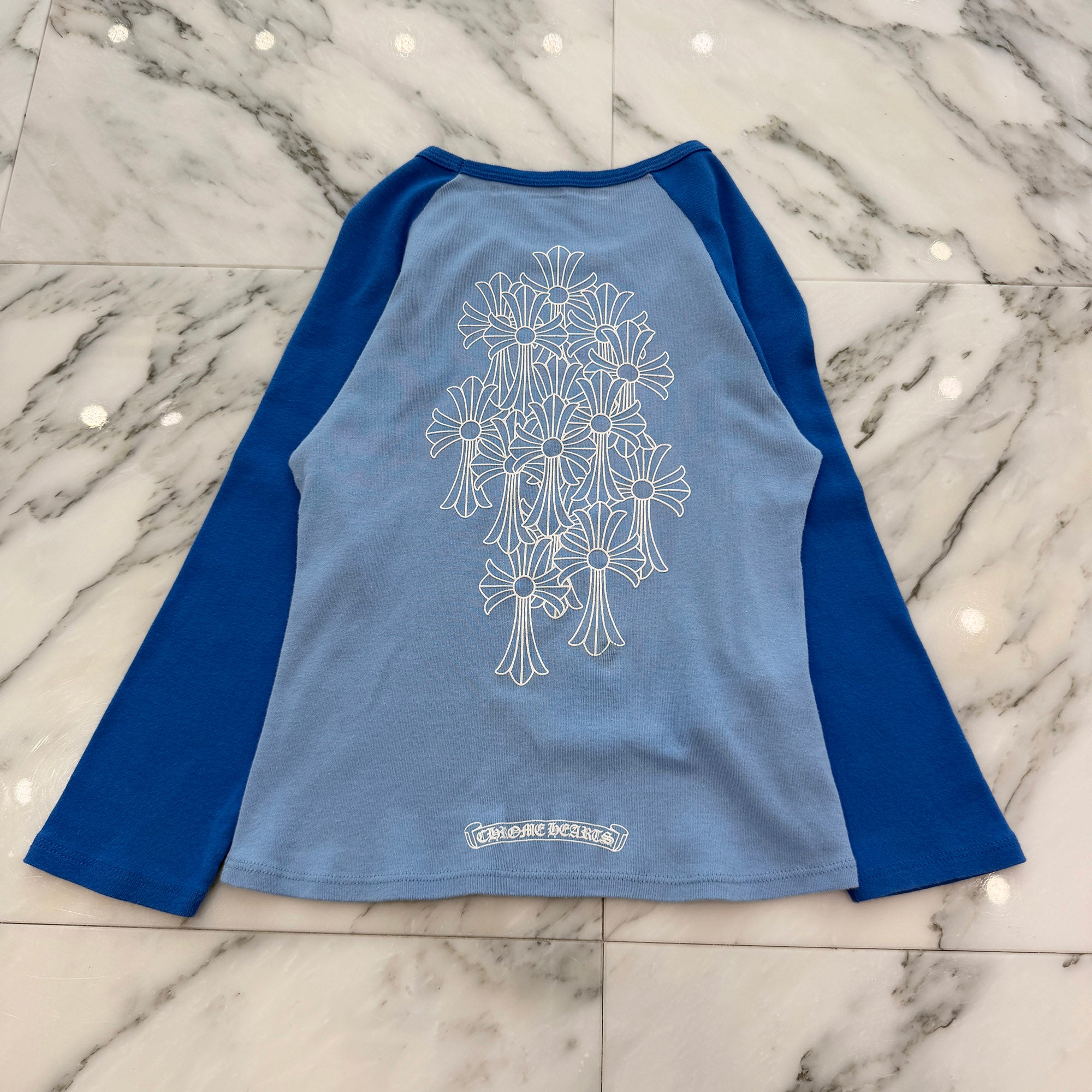 CHROME HEARTS Cemetery Cross Print Raglan Long Sleeve Tee Size S クロムハーツ セメタリークロス プリント ラグランロングスリーブTシャツ サイズS