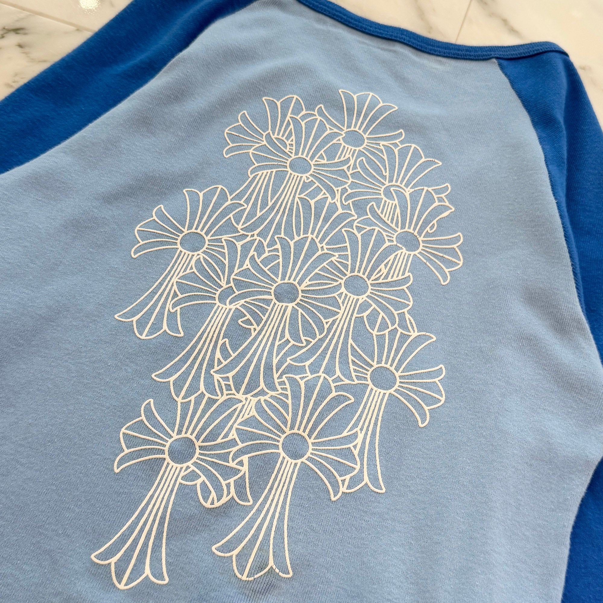 CHROME HEARTS Cemetery Cross Print Raglan Long Sleeve Tee Size S クロムハーツ セメタリークロス プリント ラグランロングスリーブTシャツ サイズS