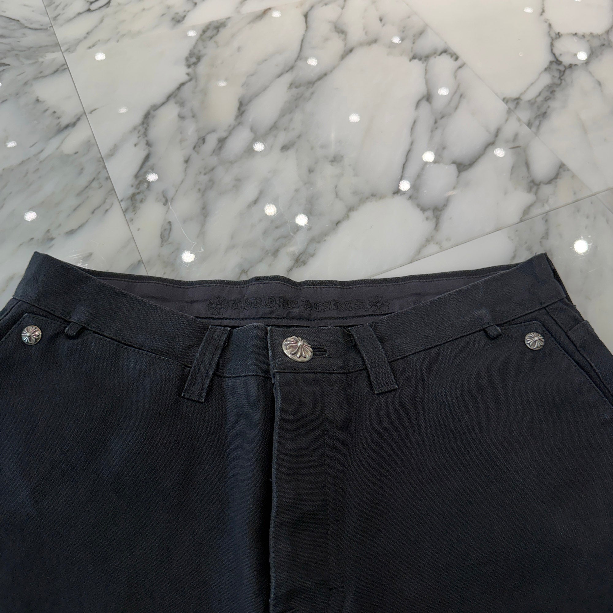 CHROME HEARTS Cemetery Cross Leather Patch Cotton Cargo Pants Size 33 クロムハーツ セメタリークロス レザーパッチコットンカーゴパンツ サイズ33