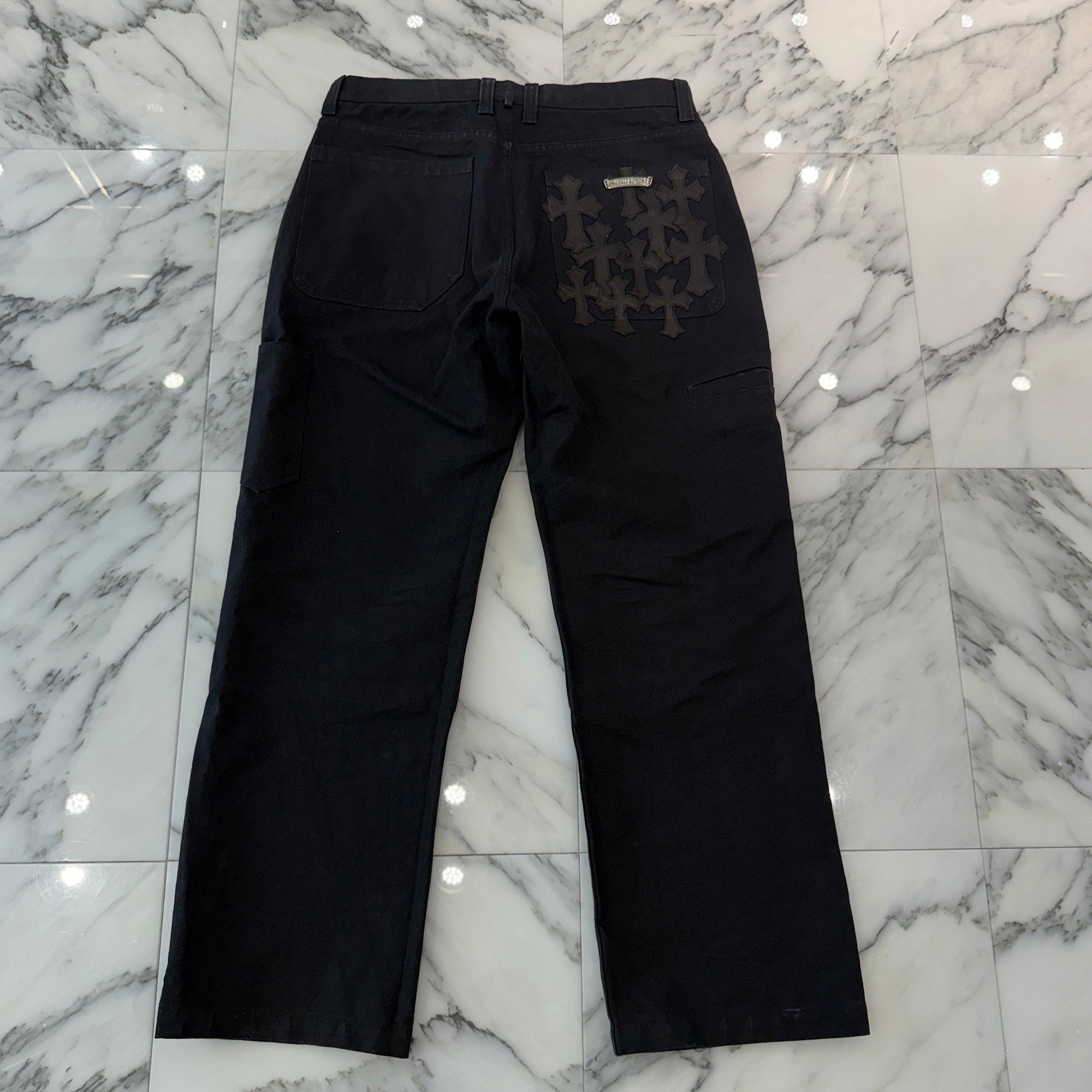 CHROME HEARTS Cemetery Cross Leather Patch Cotton Cargo Pants Size 33 クロムハーツ セメタリークロス レザーパッチコットンカーゴパンツ サイズ33
