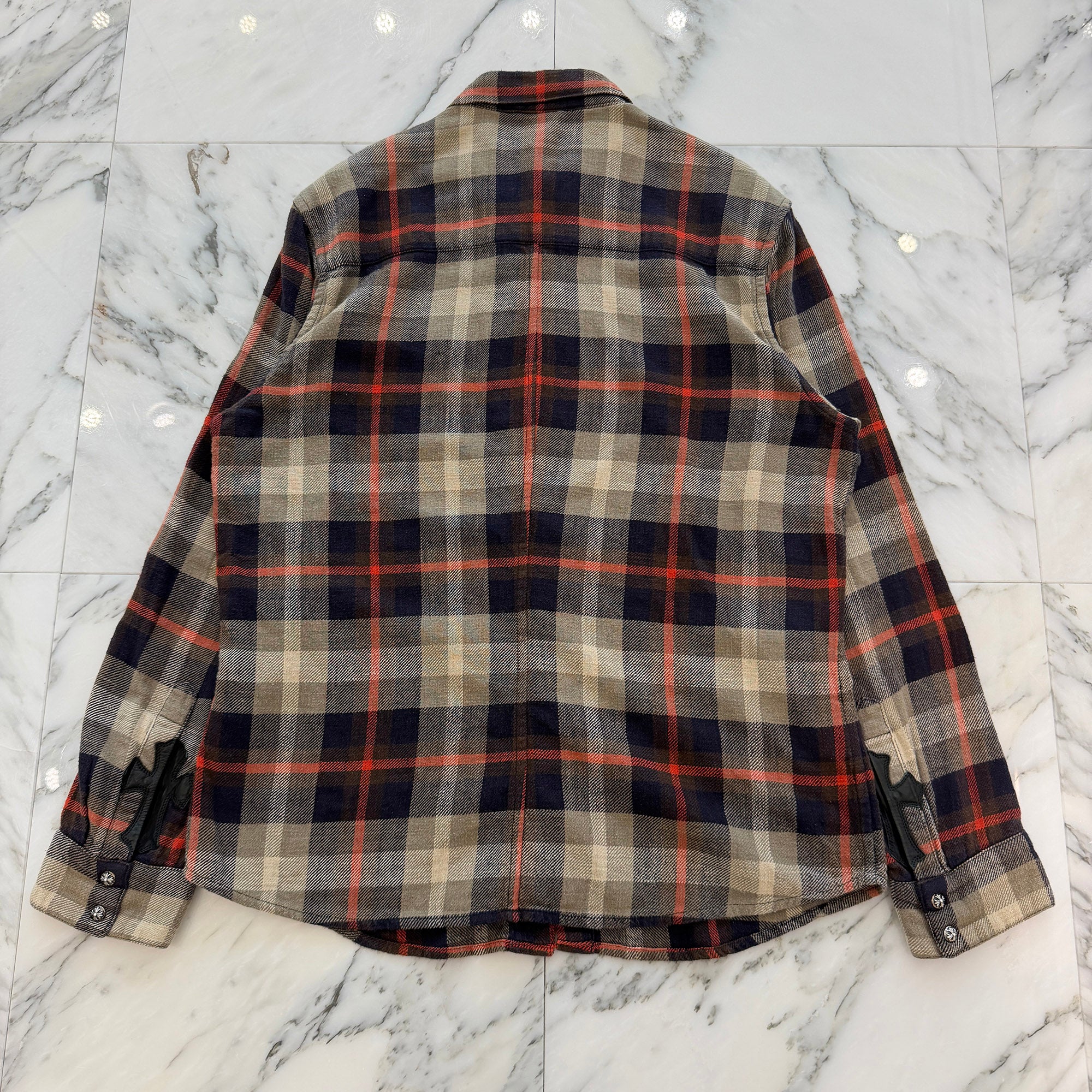 CHROME HEARTS Loose Ends Cross Patch Flannel Check Shirt Size L クロムハーツ ルーズエンド クロスパッチ フランネルチェックシャツ サイズL