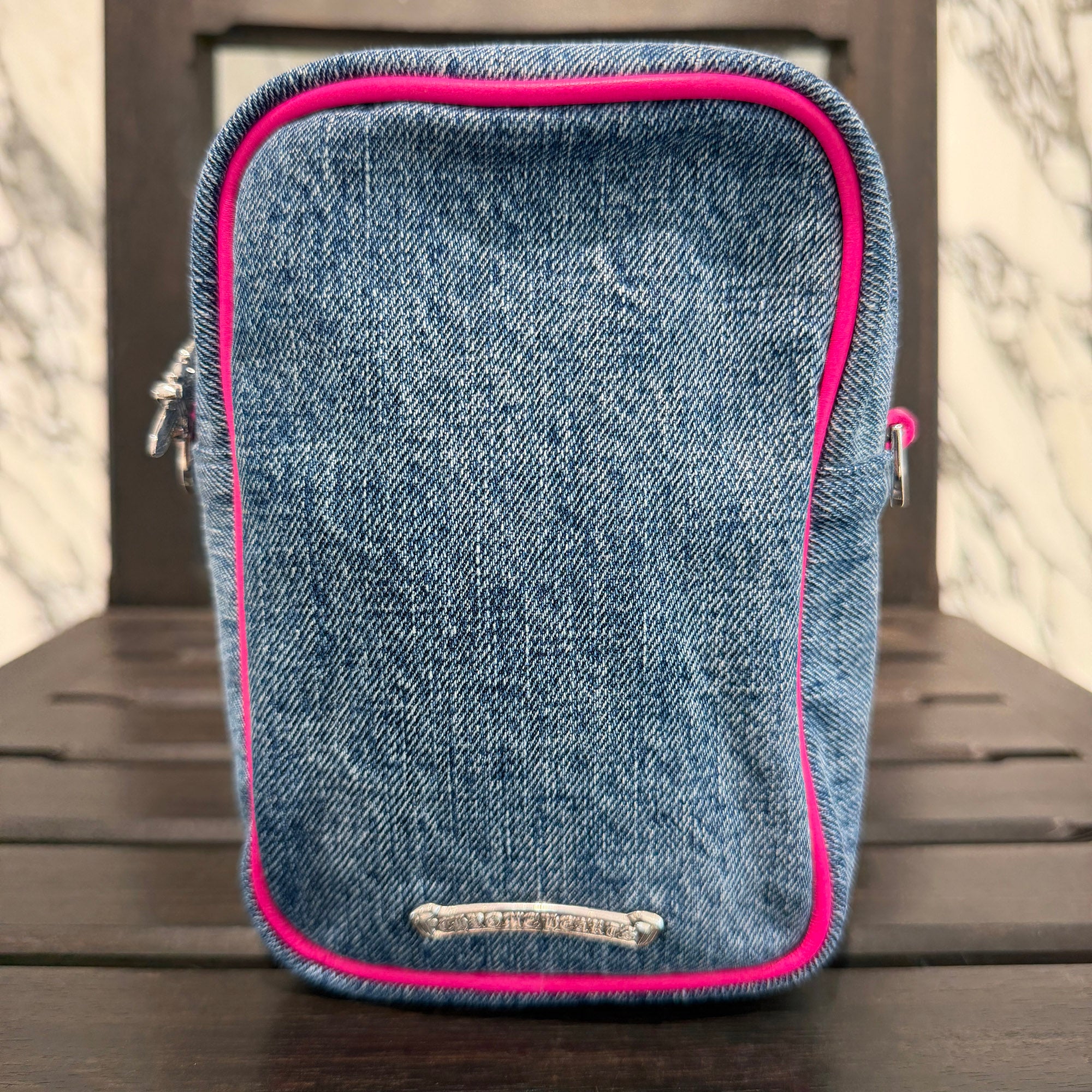 CHROME HEARTS TAKAMINI Multi Color Leather Cross Patch Denim Shoulder Bag クロムハーツ タカミニ マルチカラー レザークロスパッチ デニムショルダーバッグ