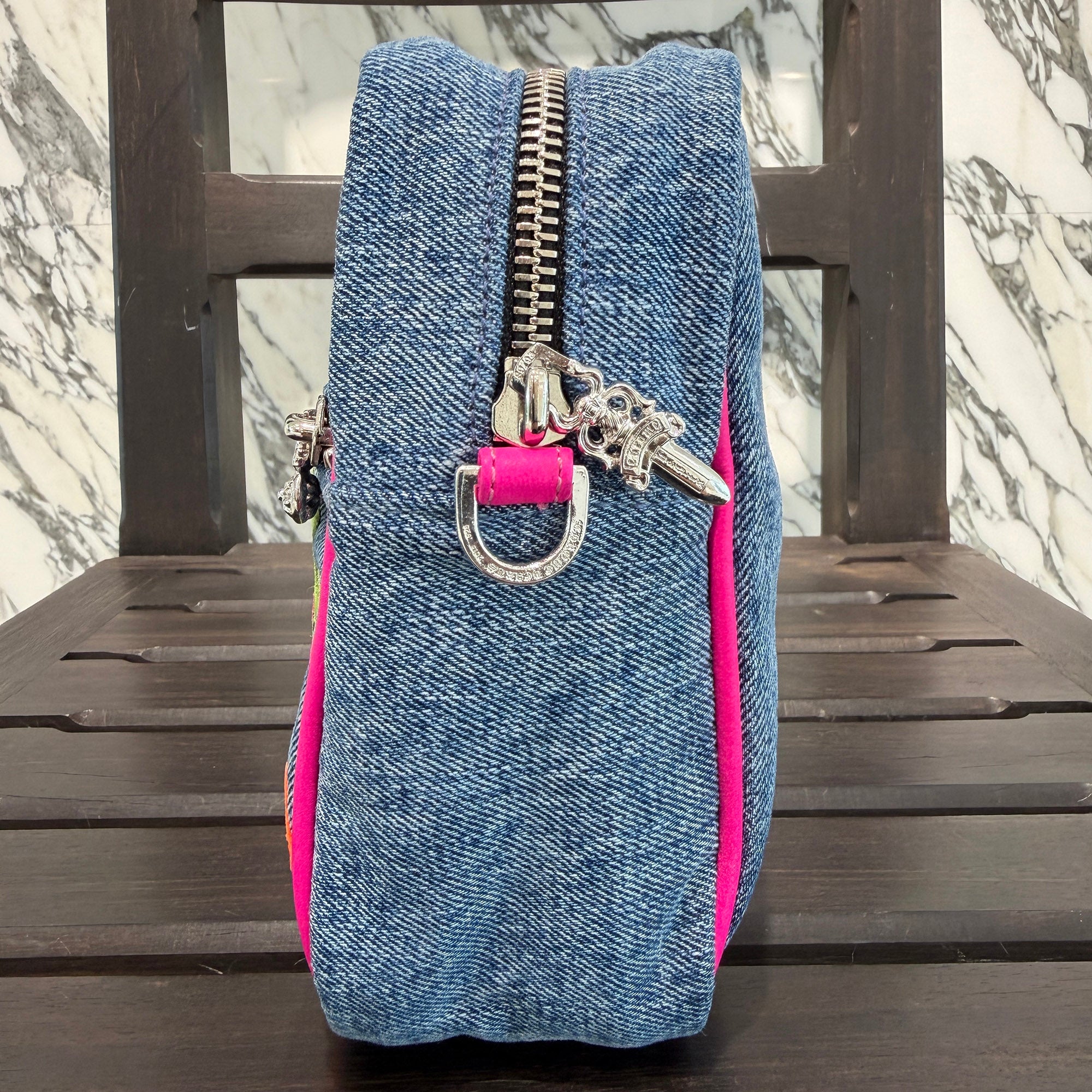 CHROME HEARTS TAKAMINI Multi Color Leather Cross Patch Denim Shoulder Bag クロムハーツ タカミニ マルチカラー レザークロスパッチ デニムショルダーバッグ