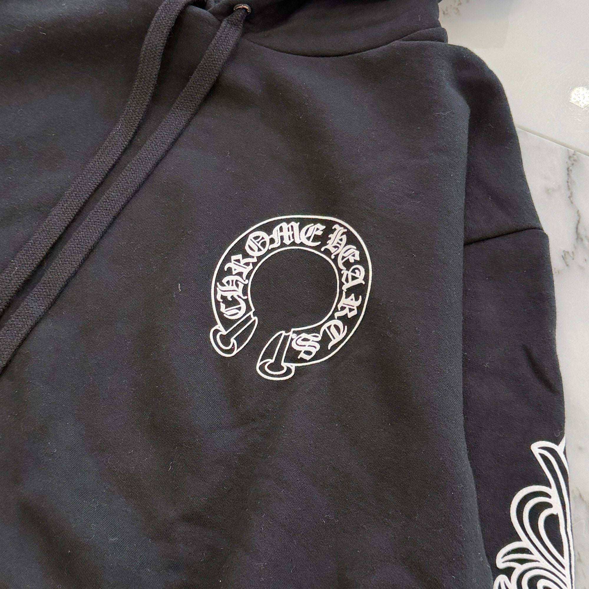 CHROME HEARTS Floral Cross Horseshoe Pullover Hoodie Size L クロムハーツ フローラルクロス ホースシュー プルオーバーフーディ サイズL