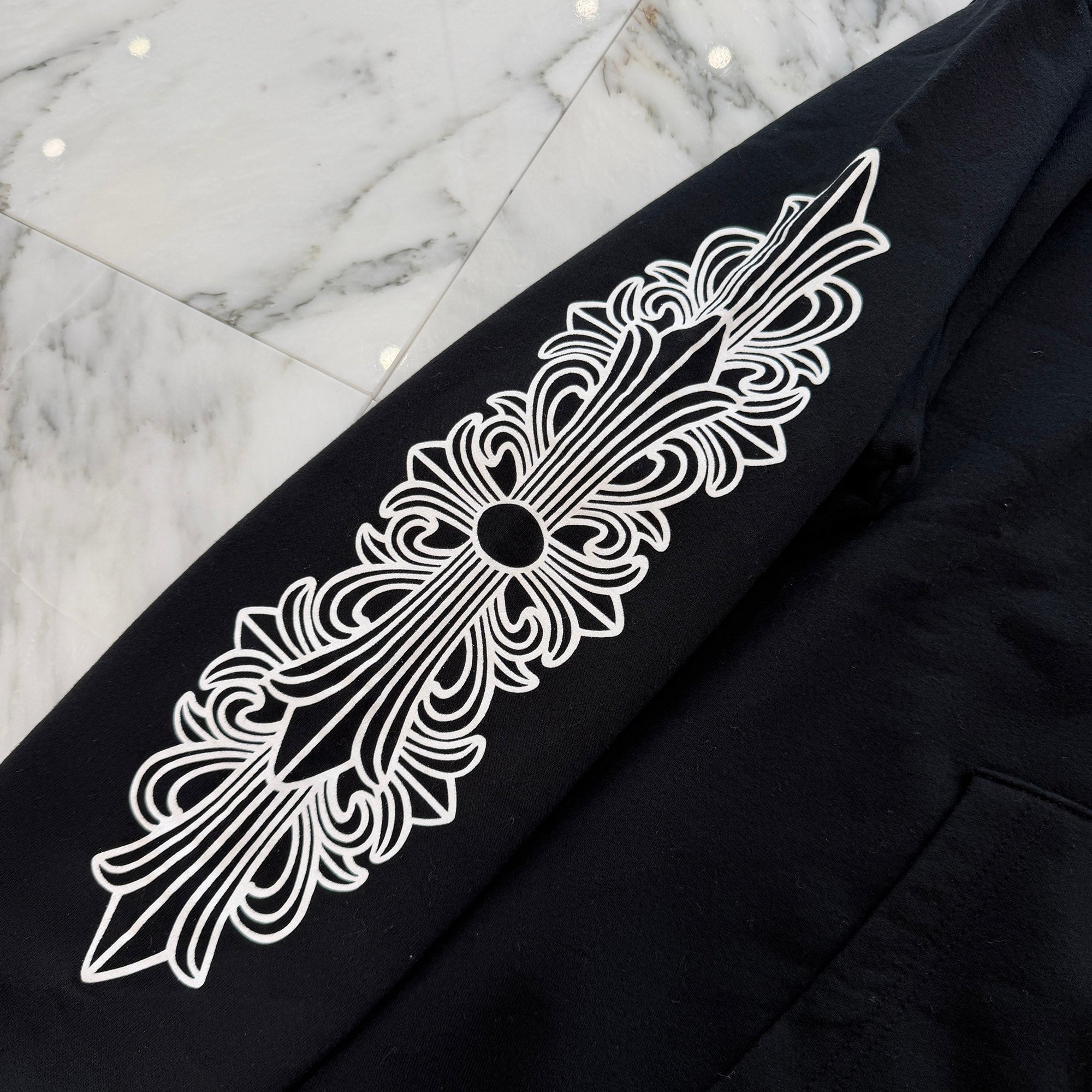 CHROME HEARTS Floral Cross Horseshoe Pullover Hoodie Size L クロムハーツ フローラルクロス ホースシュー プルオーバーフーディ サイズL