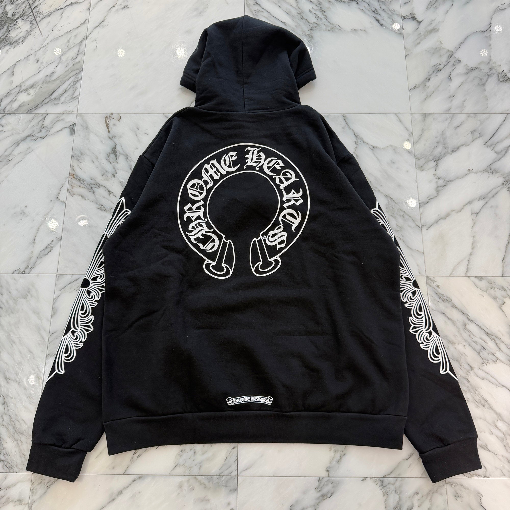 CHROME HEARTS Floral Cross Horseshoe Pullover Hoodie Size L クロムハーツ フローラルクロス ホースシュー プルオーバーフーディ サイズL