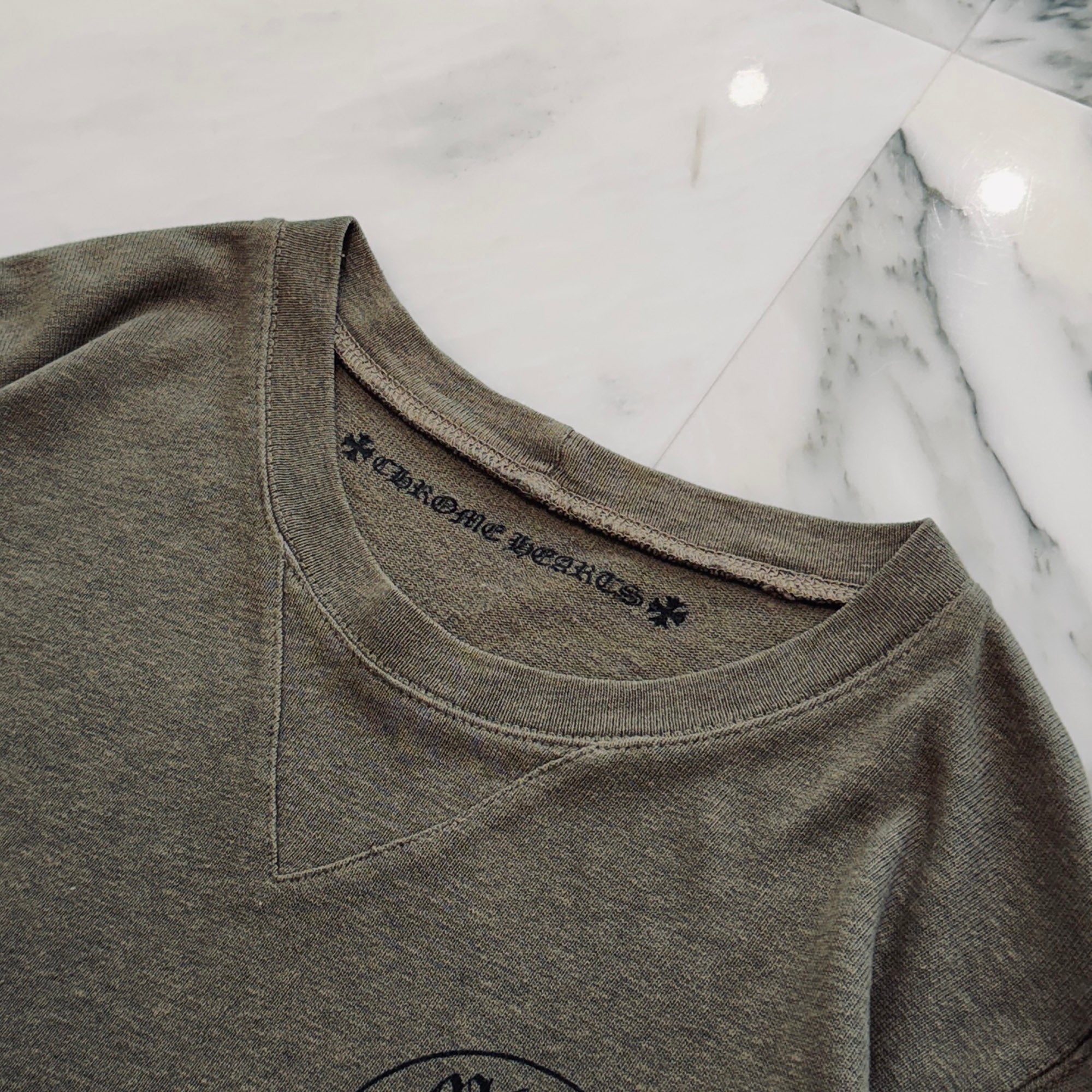 CHROME HEARTS Back Cemetery Cross Horseshoe Print Sweat Shirt Size S クロムハーツ バックセメタリークロス ホースシュープリント スウェットシャツ サイズS