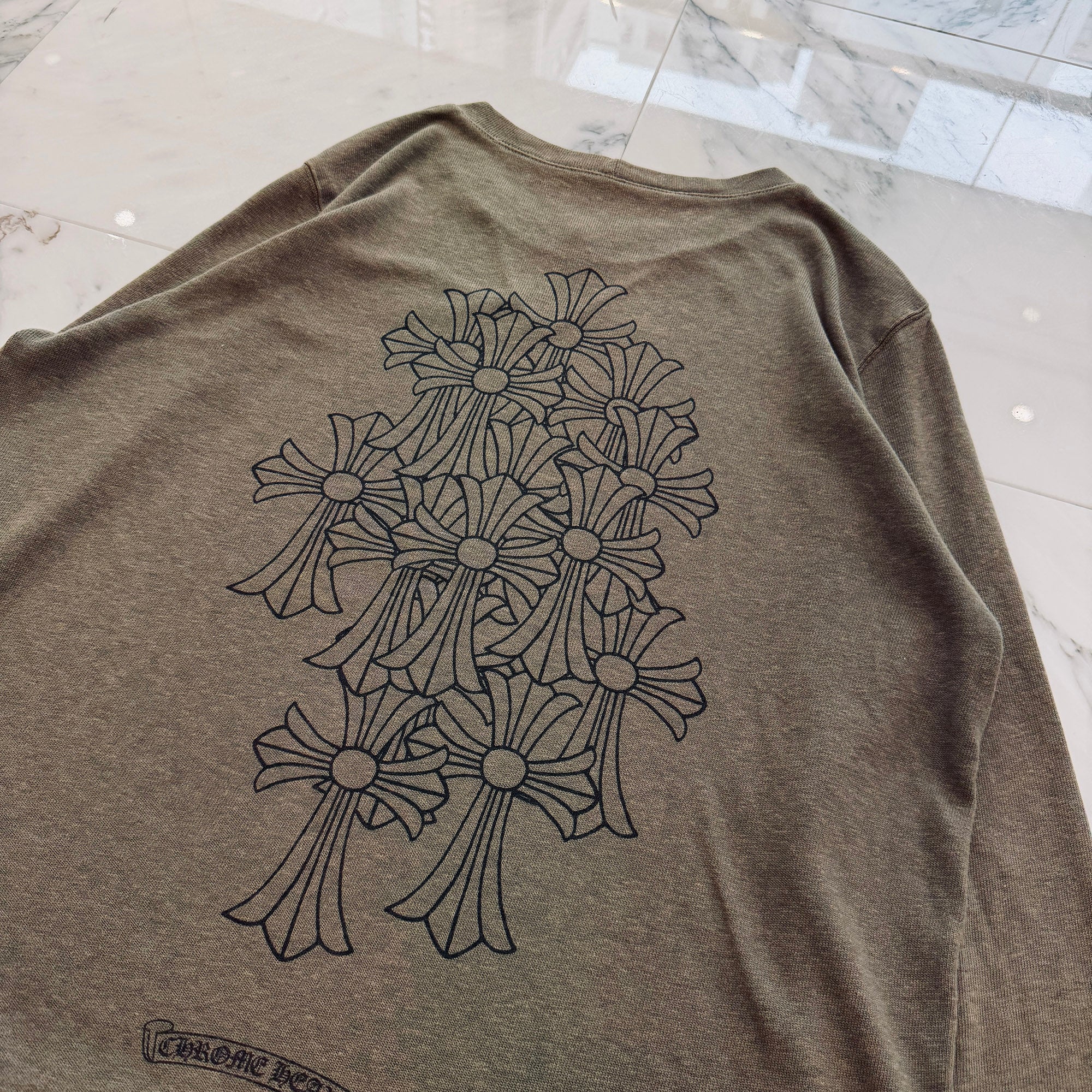 CHROME HEARTS Back Cemetery Cross Horseshoe Print Sweat Shirt Size S クロムハーツ バックセメタリークロス ホースシュープリント スウェットシャツ サイズS
