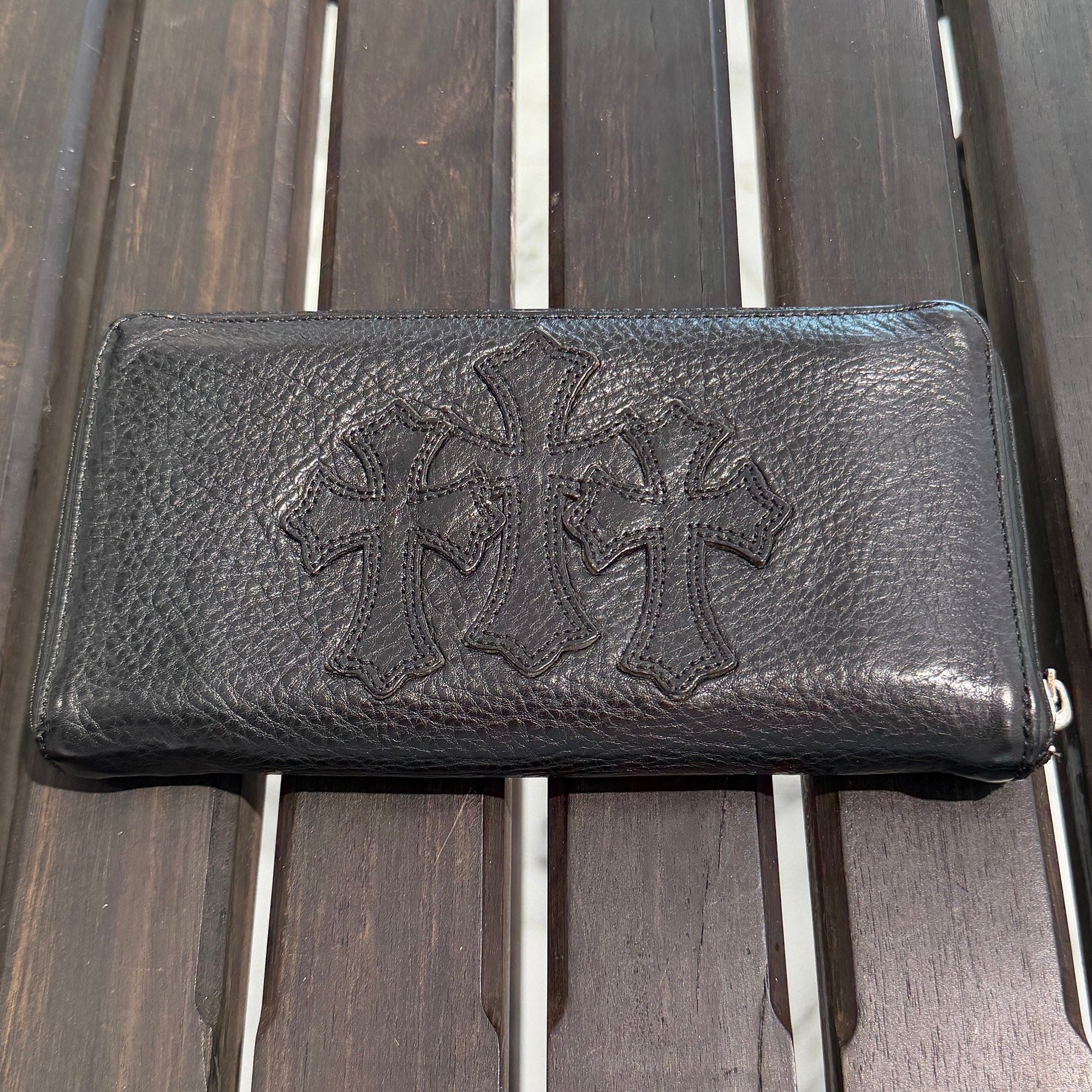 CHROME HEARTS 3 Cemetery Cross Leather Patch REC F ZIP Wallet クロムハーツ 3セメタリークロス レザーパッチ レック F ジップ ウォレット