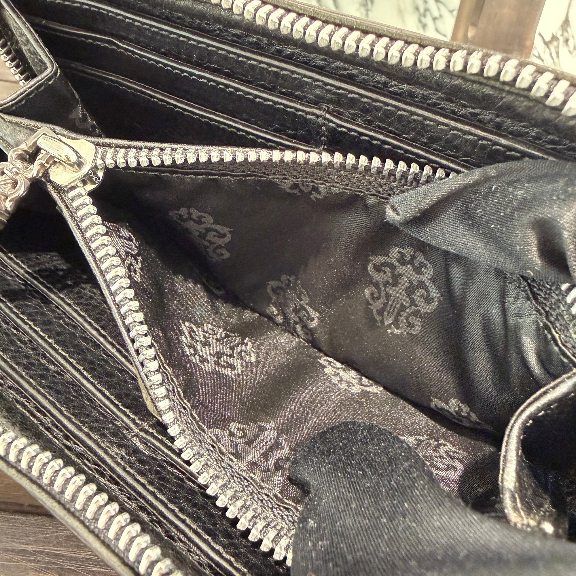 CHROME HEARTS 3 Cemetery Cross Leather Patch REC F ZIP Wallet クロムハーツ 3セメタリークロス レザーパッチ レック F ジップ ウォレット