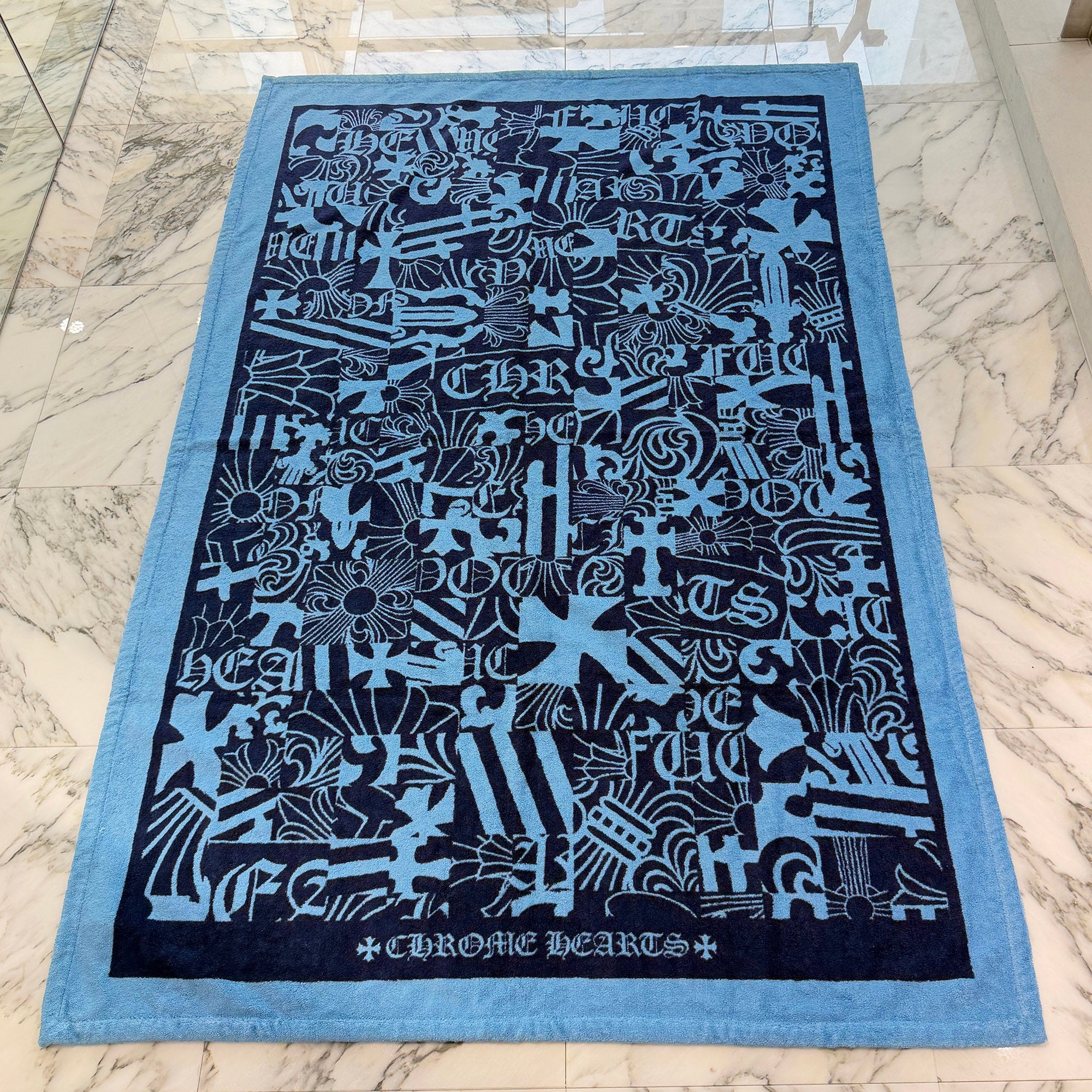 CHROME HEARTS Multi Logo Jacquard Beach Towel クロムハーツ マルチロゴ ジャカード ビーチタオル