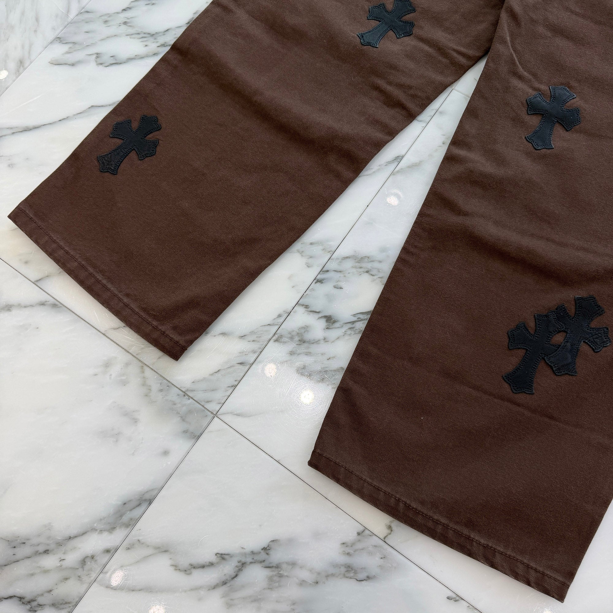 CHROME HEARTS Cross Leather Patch Carpenter Cross Ball Button Cotton Pants Size 36 クロムハーツ クロスレザーパッチ カーペンター クロスボールボタン コットンパンツ サイズ36