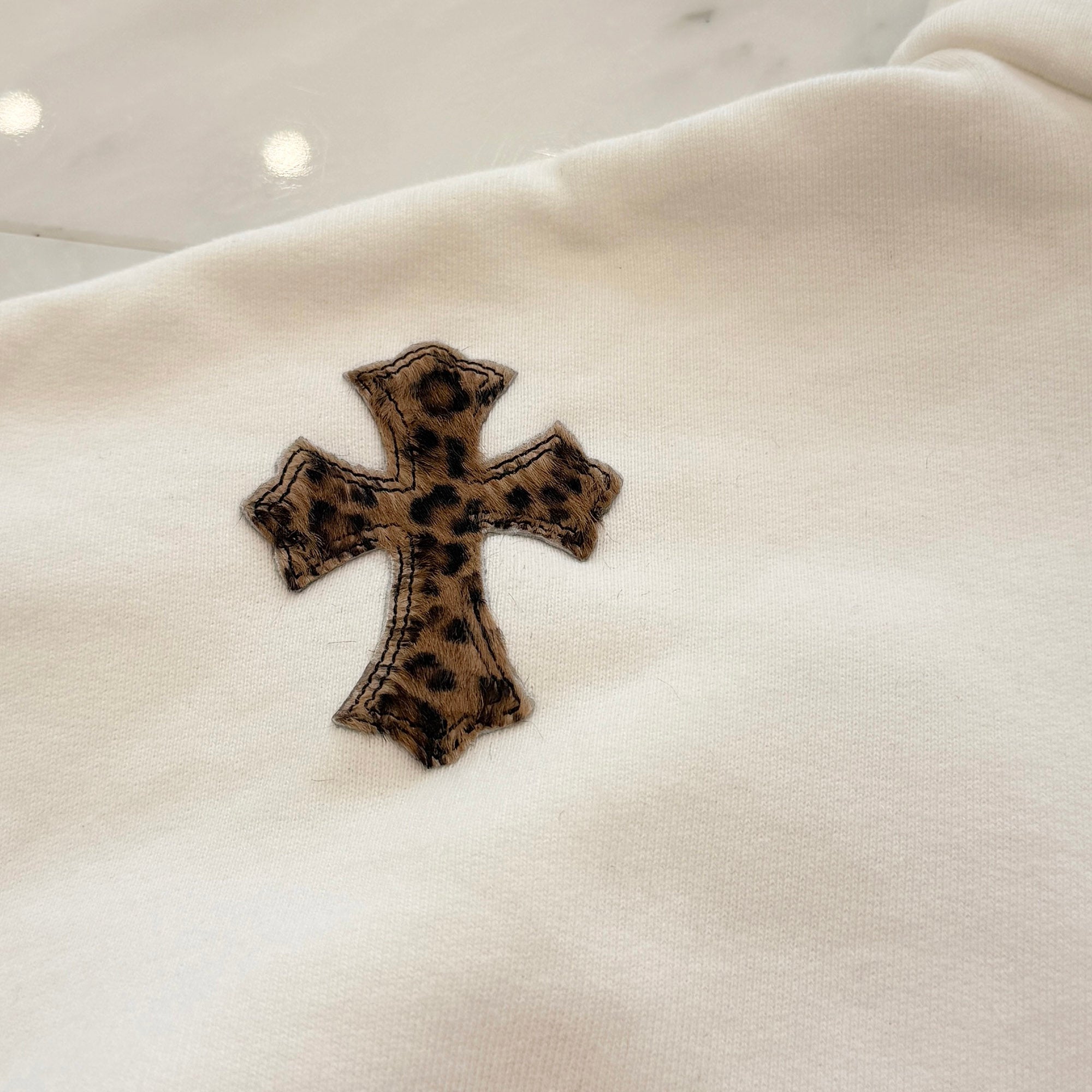 CHROME HEARTS Y NOT Multi Leather Cross Patch Half Zip Sweatshirt Size L クロムハーツ ワイノット マルチレザークロスパッチ ハーフジップ スウェットシャツ サイズL