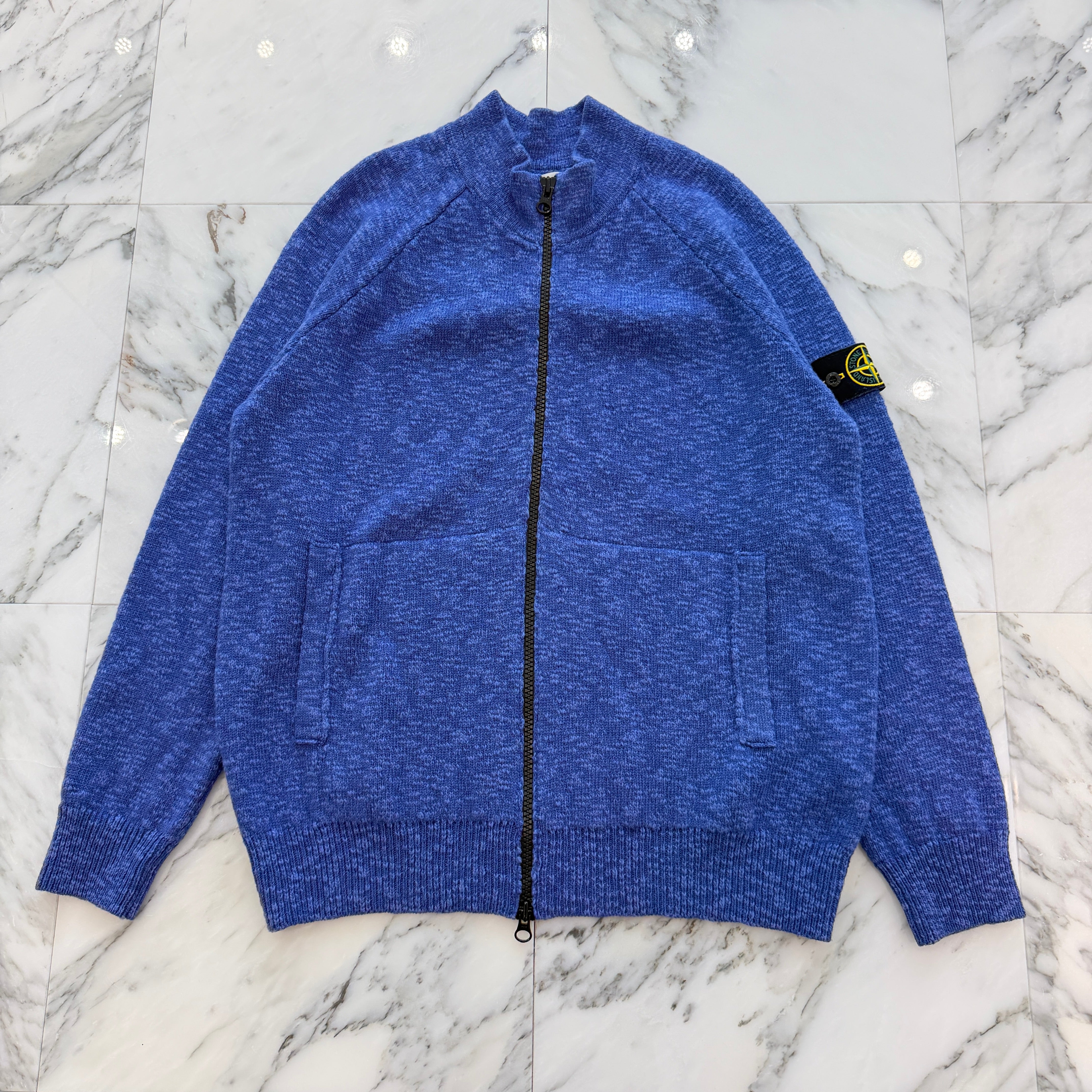 STONE ISLAND 2021AW Wool Cotton Stand Collar Zip Up Cardigan 7515536D3 Size XL ストーンアイランド ウールコットン スタンドカラー ジップアップ カーディガン サイズXL