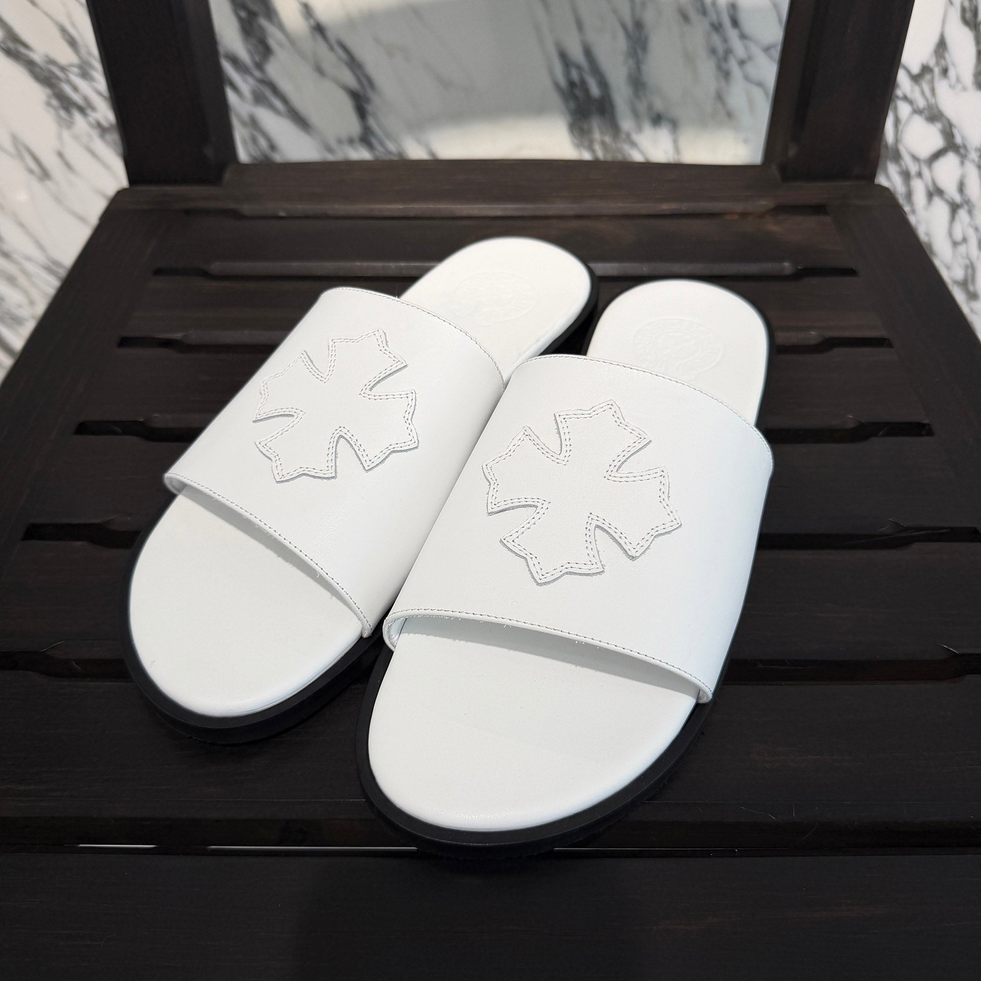 CHROME HEARTS Leather Cross Patch Sandals Size 43 (約27.5cm～28.0cm) クロムハーツ レザークロスパッチ サンダル サイズ43 (約27.5cm～28.0cm)