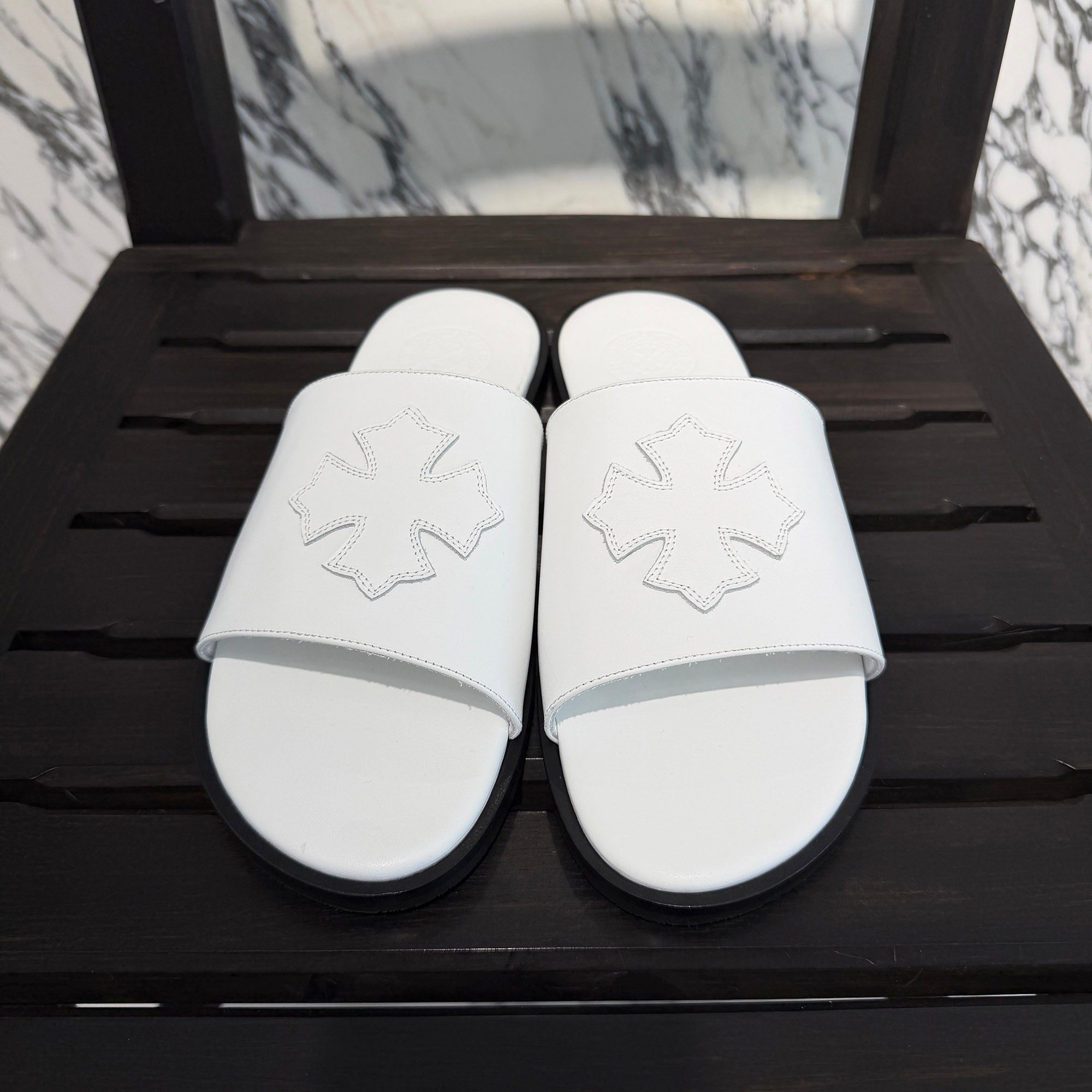 CHROME HEARTS Leather Cross Patch Sandals Size 43 (約27.5cm～28.0cm) クロムハーツ レザークロスパッチ サンダル サイズ43 (約27.5cm～28.0cm)