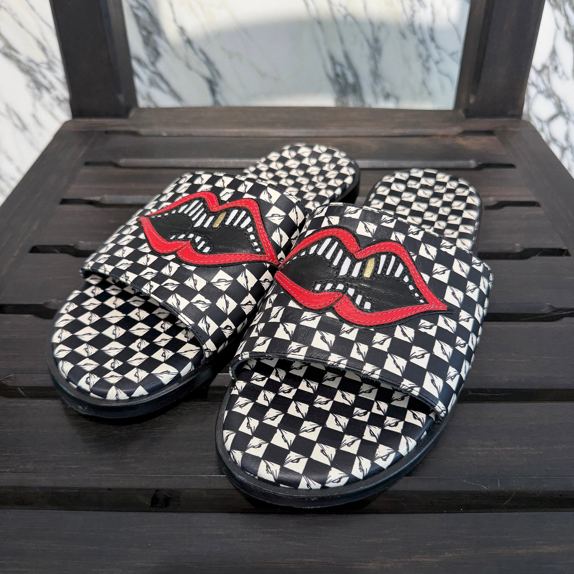 CHROME HEARTS × MATTY BOY 99Eyes Chomper Patch Leather Sandals Size 42 (約26.5cm～27.0cm) クロムハーツ×マッティボーイ 99アイズ チョンパー パッチ レザーサンダル サイズ42 (約26.5cm～27.0cm)