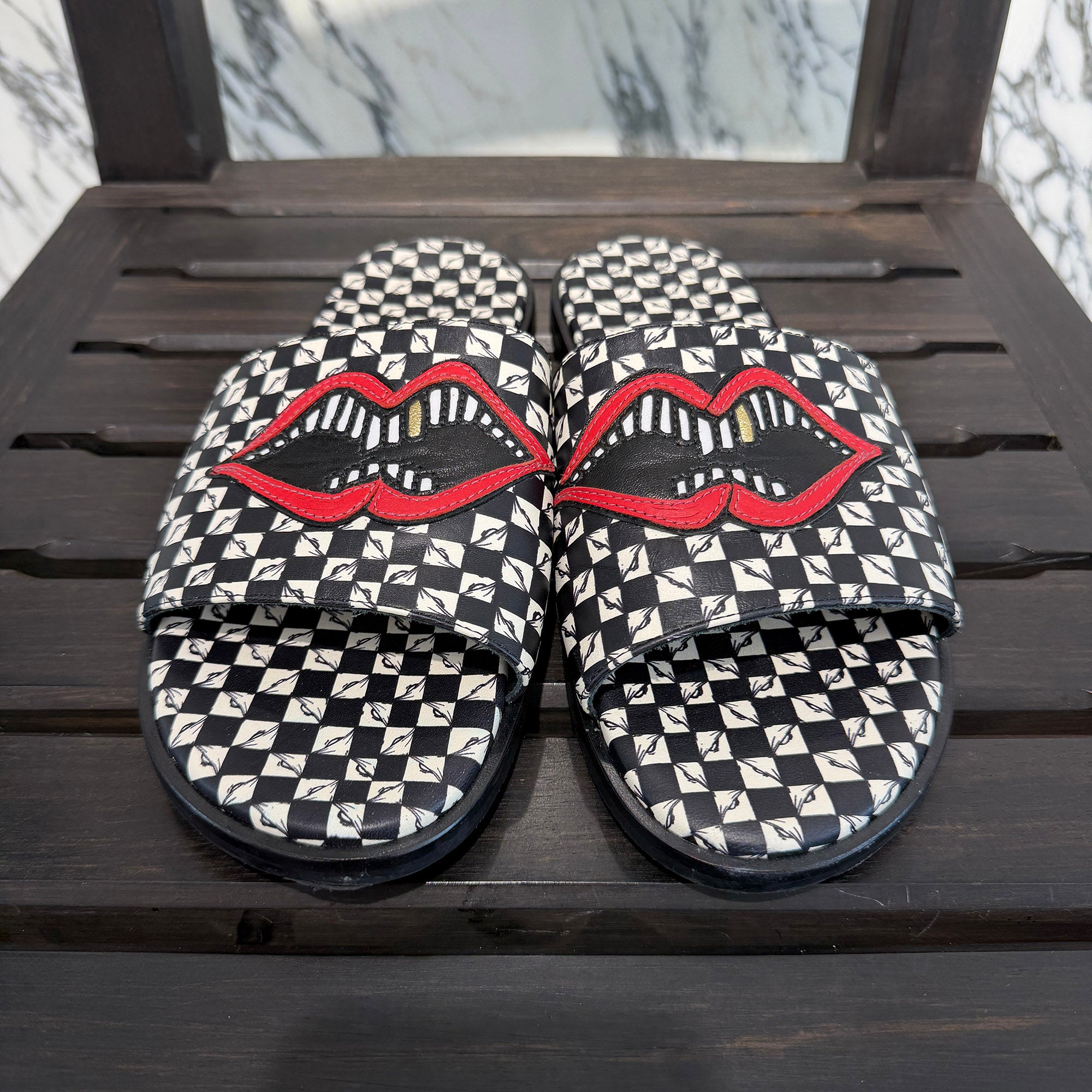 CHROME HEARTS × MATTY BOY 99Eyes Chomper Patch Leather Sandals Size 42 (約26.5cm～27.0cm) クロムハーツ×マッティボーイ 99アイズ チョンパー パッチ レザーサンダル サイズ42 (約26.5cm～27.0cm)