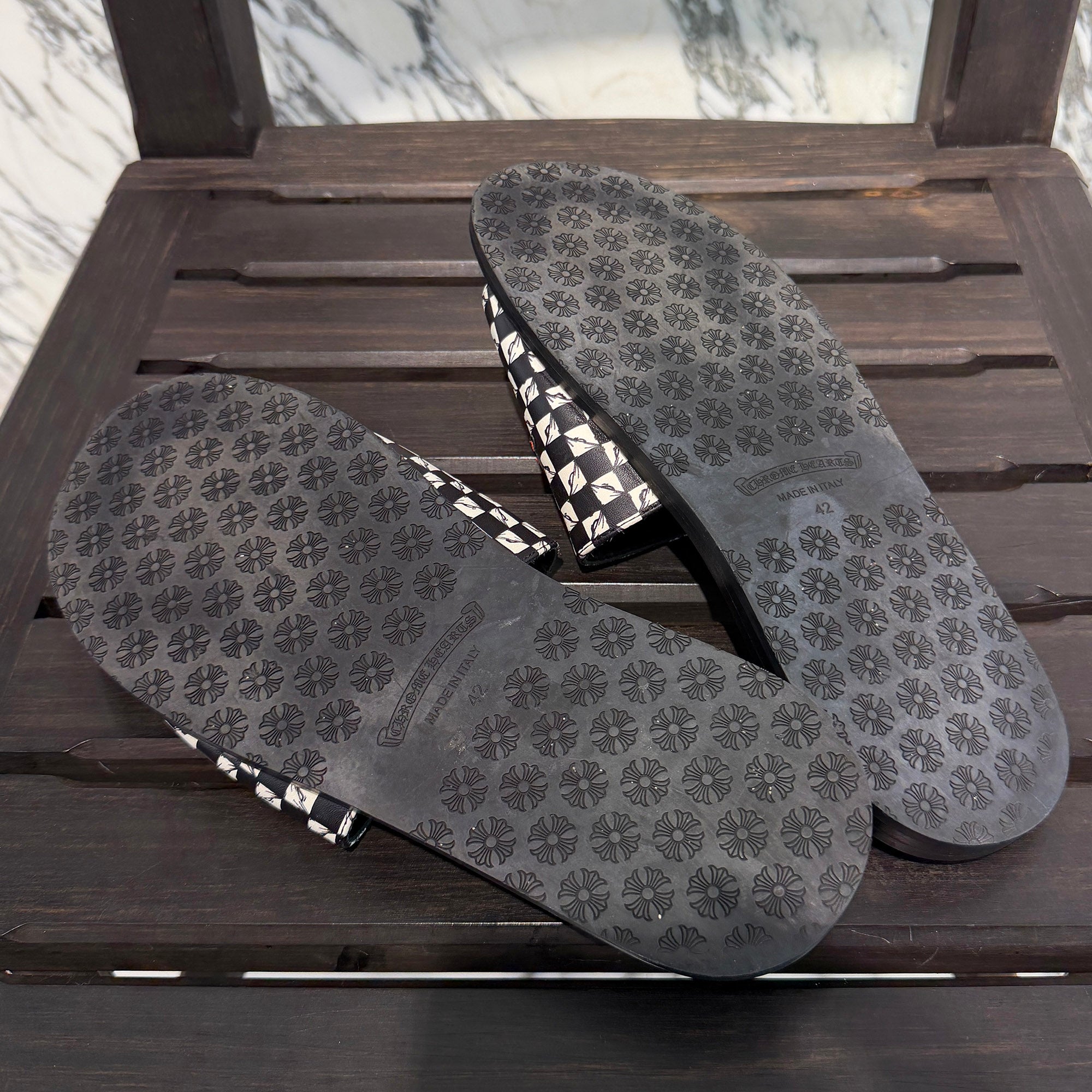 CHROME HEARTS × MATTY BOY 99Eyes Chomper Patch Leather Sandals Size 42 (約26.5cm～27.0cm) クロムハーツ×マッティボーイ 99アイズ チョンパー パッチ レザーサンダル サイズ42 (約26.5cm～27.0cm)