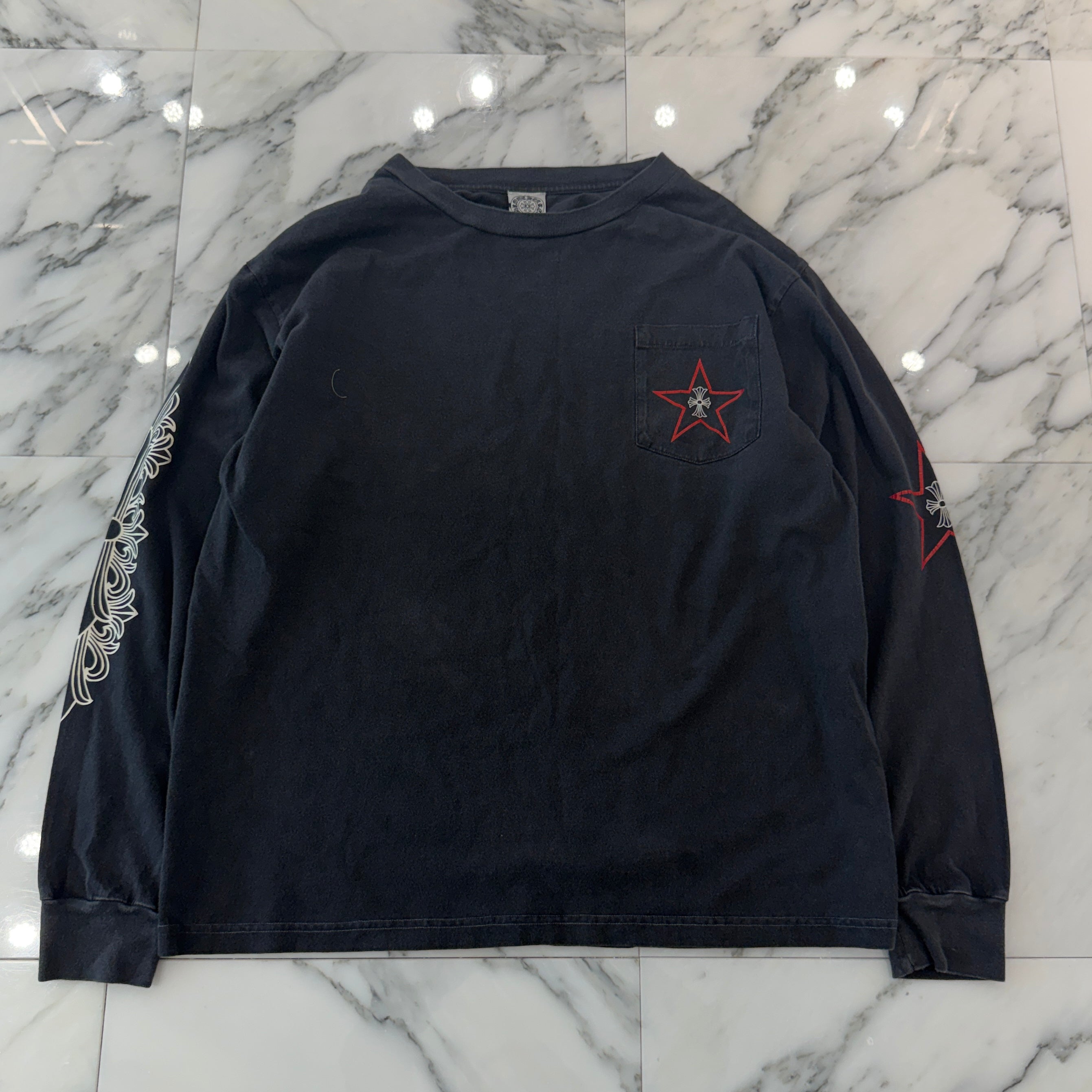 CHROME HEARTS × GULF " INTELLECTUAL GALLERY" 15th anniversary Back Horseshoe Floral Cross Long Sleeve Tee Size L クロムハーツ×ガルフ "インテレクチュアル ギャラリー" バック ホースシュー フローラルクロス ロングスリーブTシャツ サイズL