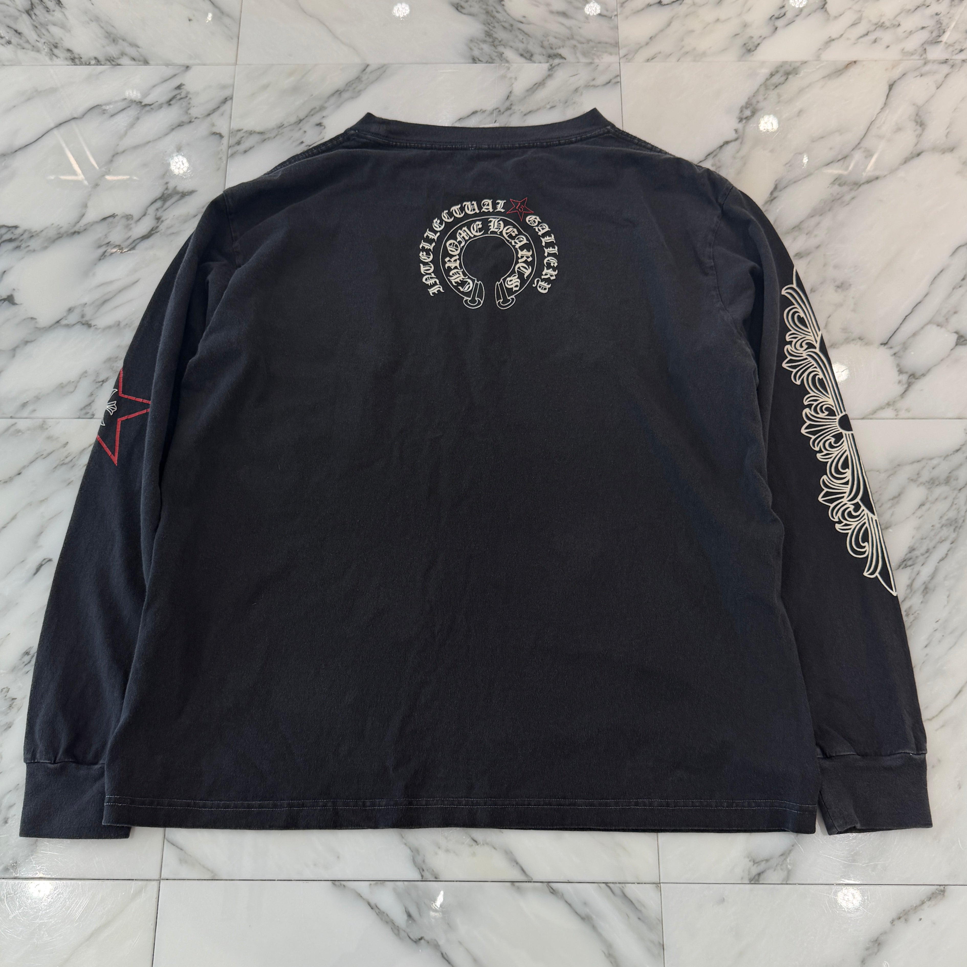 CHROME HEARTS × GULF " INTELLECTUAL GALLERY" 15th anniversary Back Horseshoe Floral Cross Long Sleeve Tee Size L クロムハーツ×ガルフ "インテレクチュアル ギャラリー" バック ホースシュー フローラルクロス ロングスリーブTシャツ サイズL