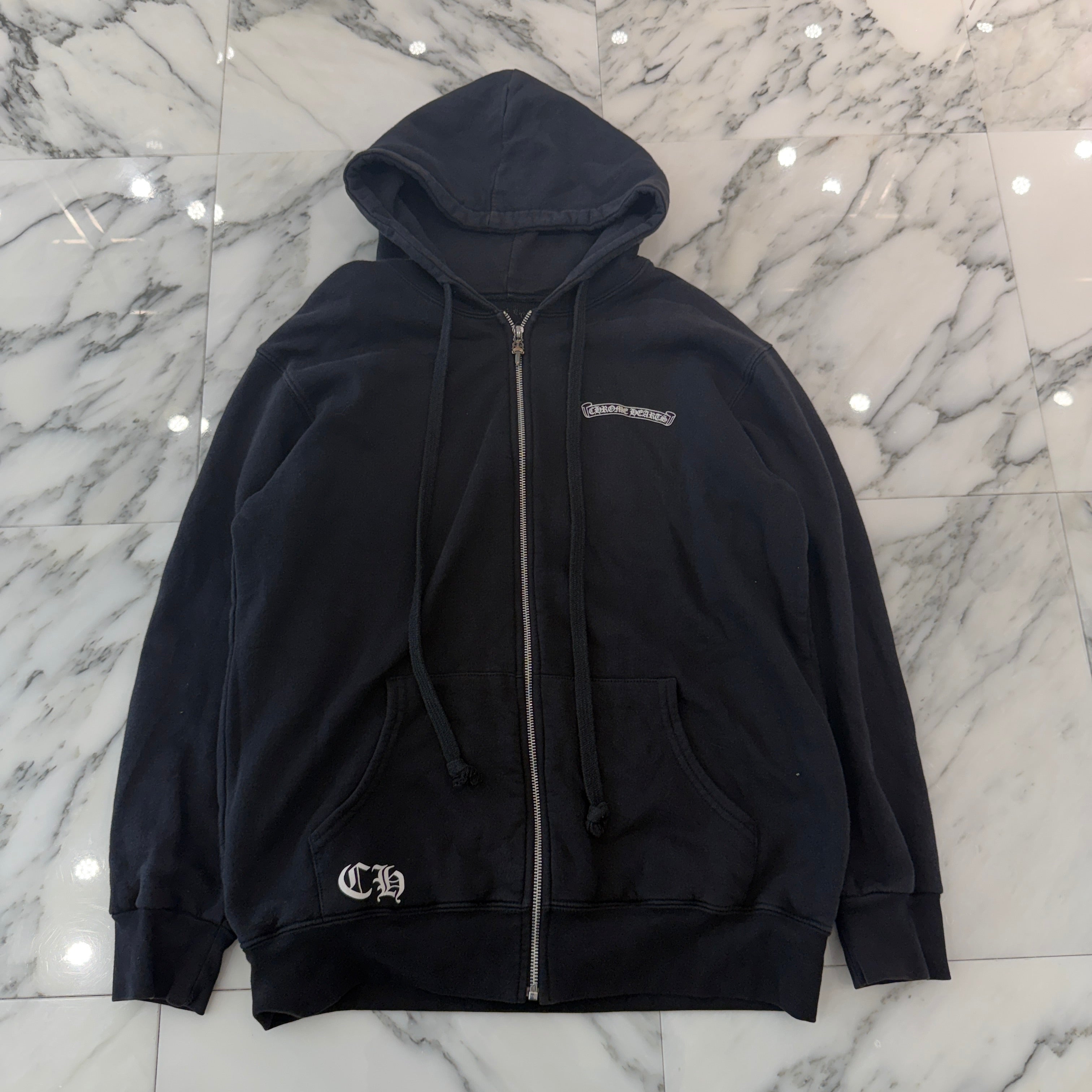 CHROME HEARTS Back CH Plus Print Thermal Zip Up Hoodie Size L クロムハーツ バック CHプラス プリント サーマル ジップアップフーディ サイズL