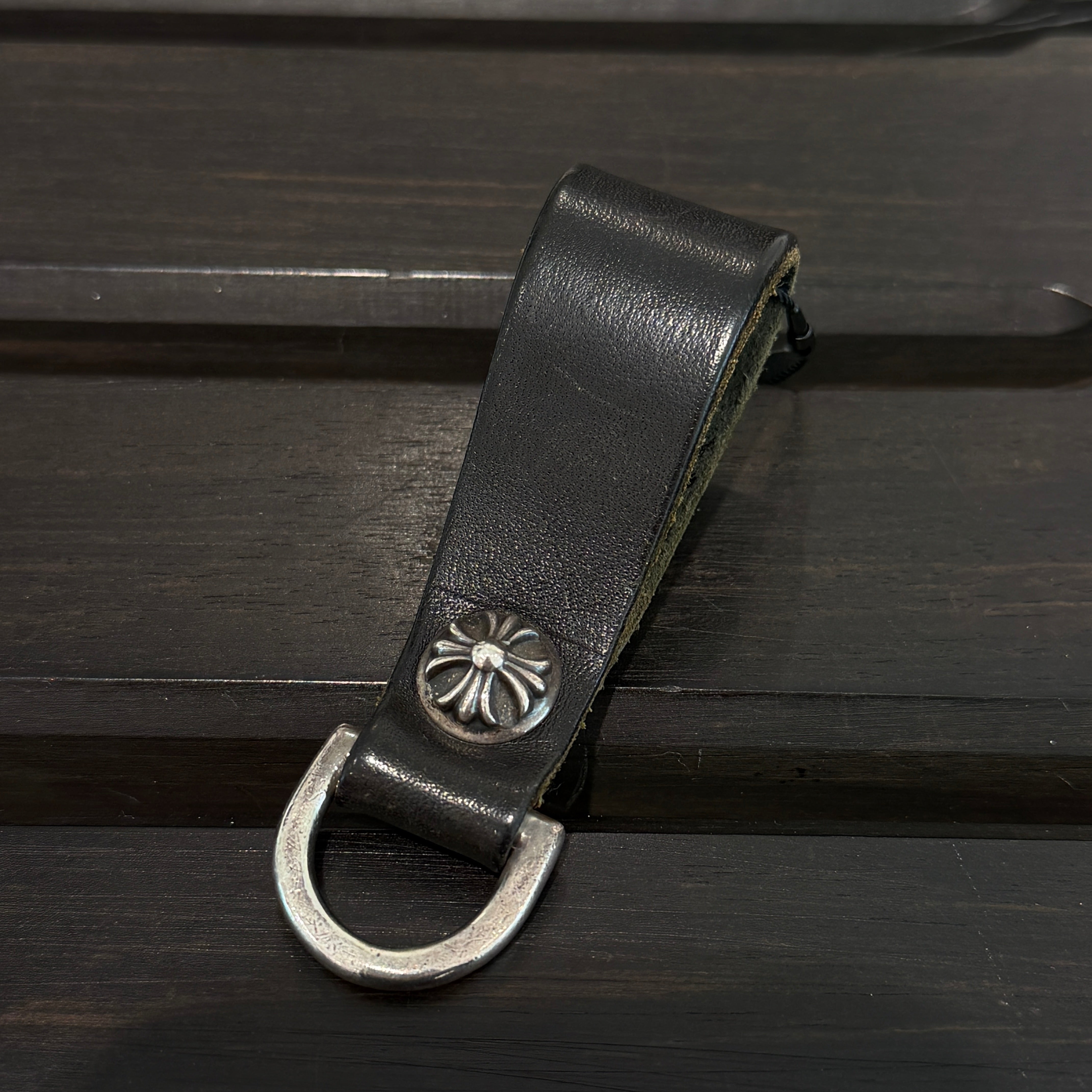 CHROME HEARTS Cross Ball Button Leather Belt Loop クロムハーツ クロスボールボタン レザー ベルトループ