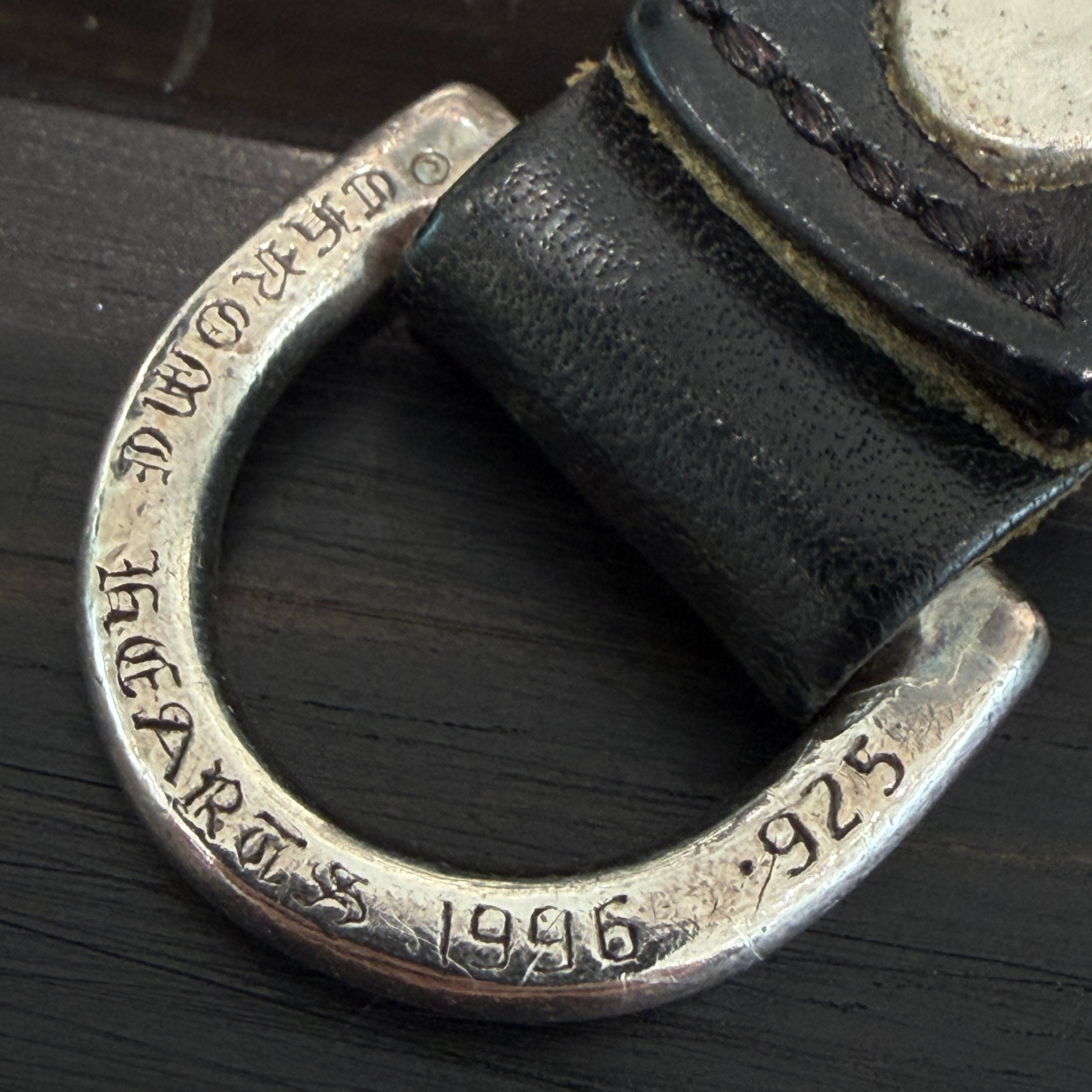 CHROME HEARTS Cross Ball Button Leather Belt Loop クロムハーツ クロスボールボタン レザー ベルトループ