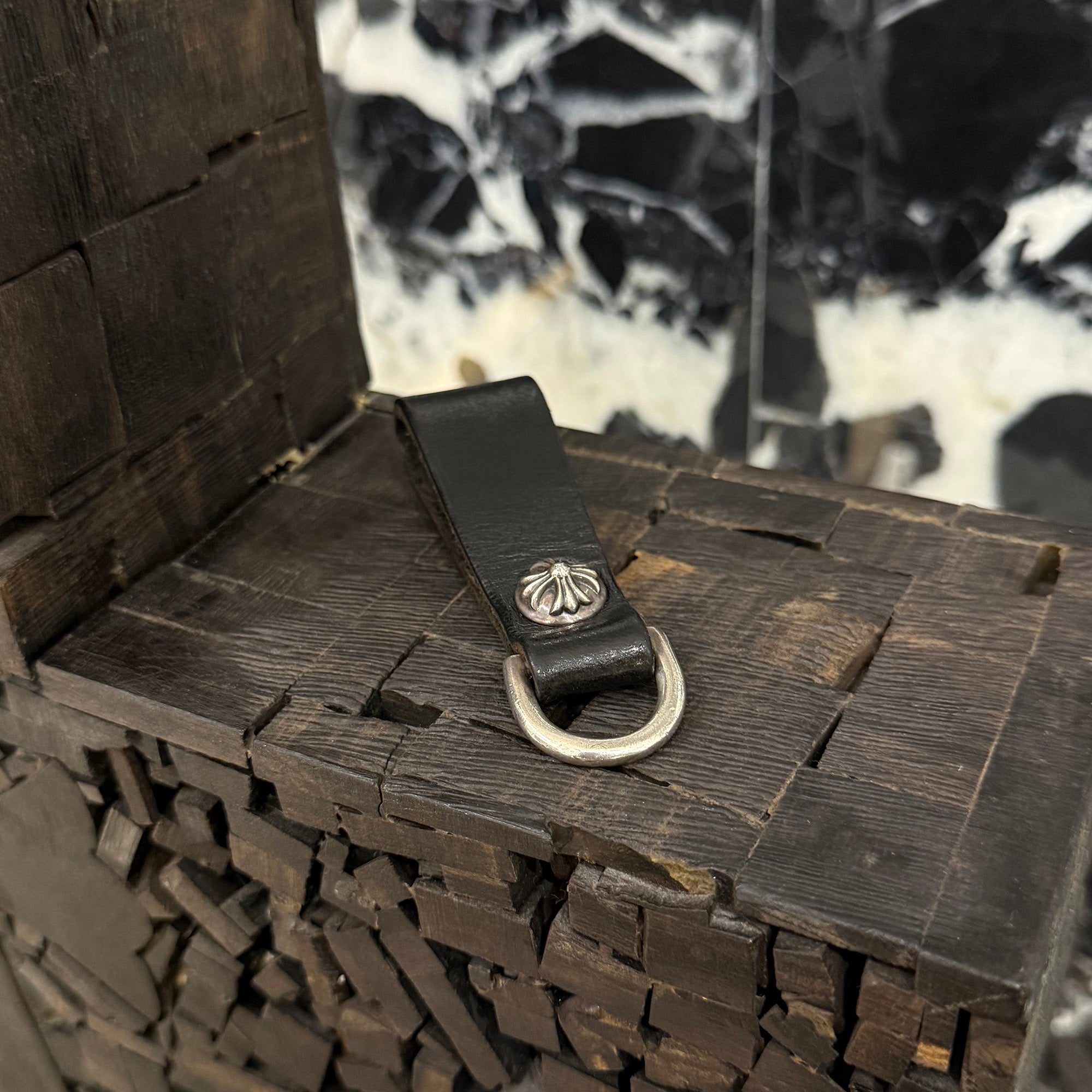 CHROME HEARTS Cross Ball Button Leather Belt Loop クロムハーツ クロスボールボタン レザー ベルトループ