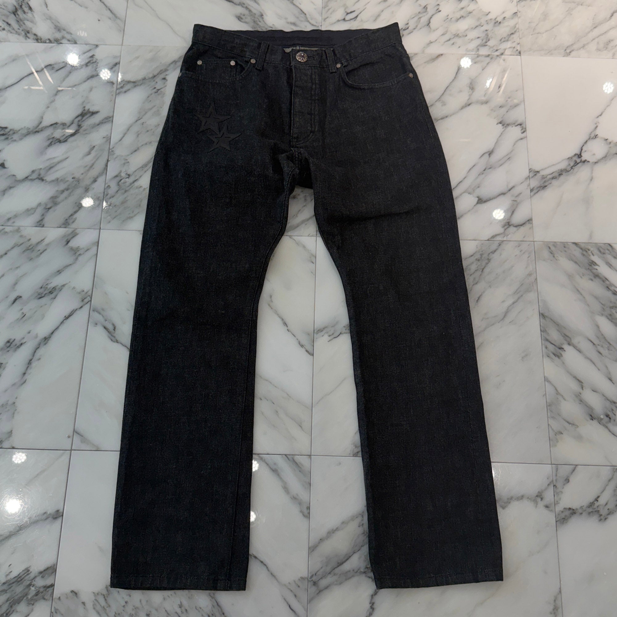 CHROME HEARTS Star Leather Patch Denim Pants Size 33 クロムハーツ スターレザーパッチ デニムパンツ サイズ33
