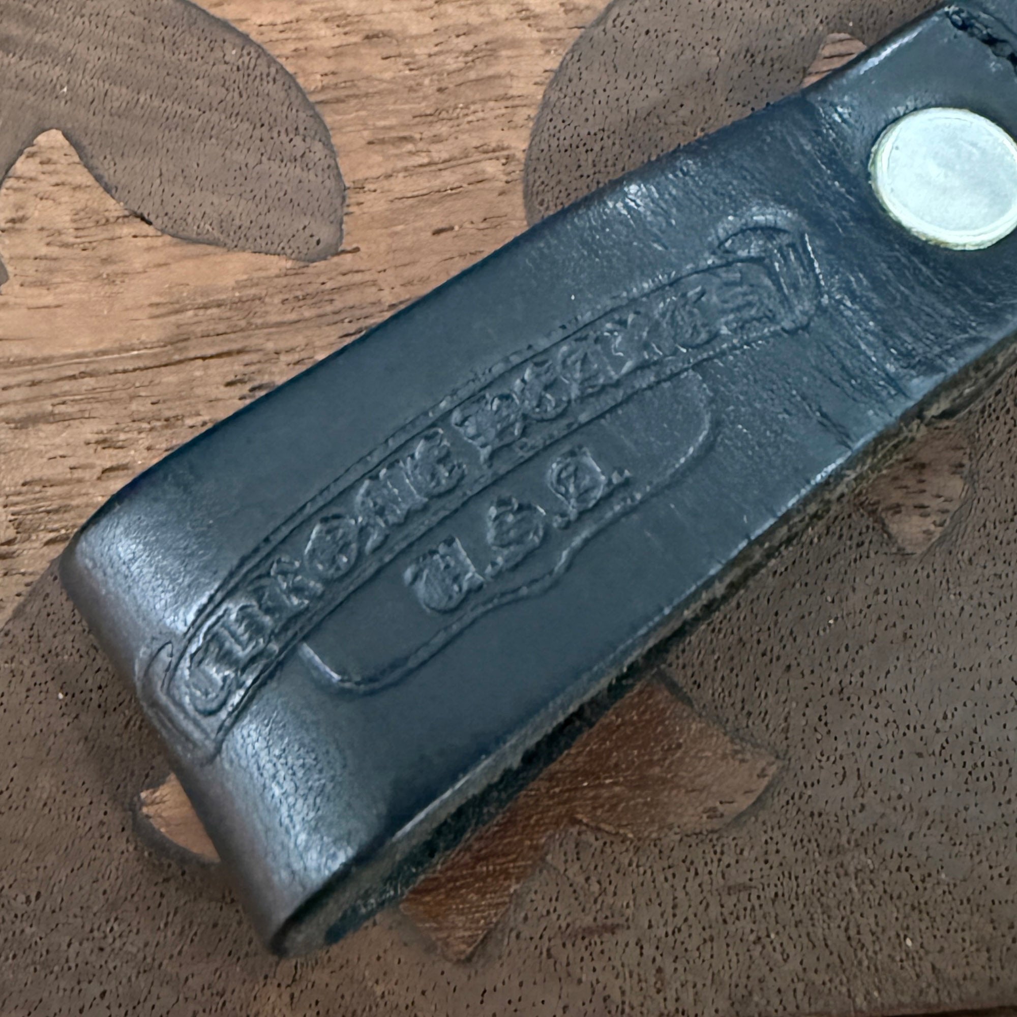 CHROME HEARTS Cross Ball Button Leather Belt Loop クロムハーツ クロスボールボタン レザー ベルトループ