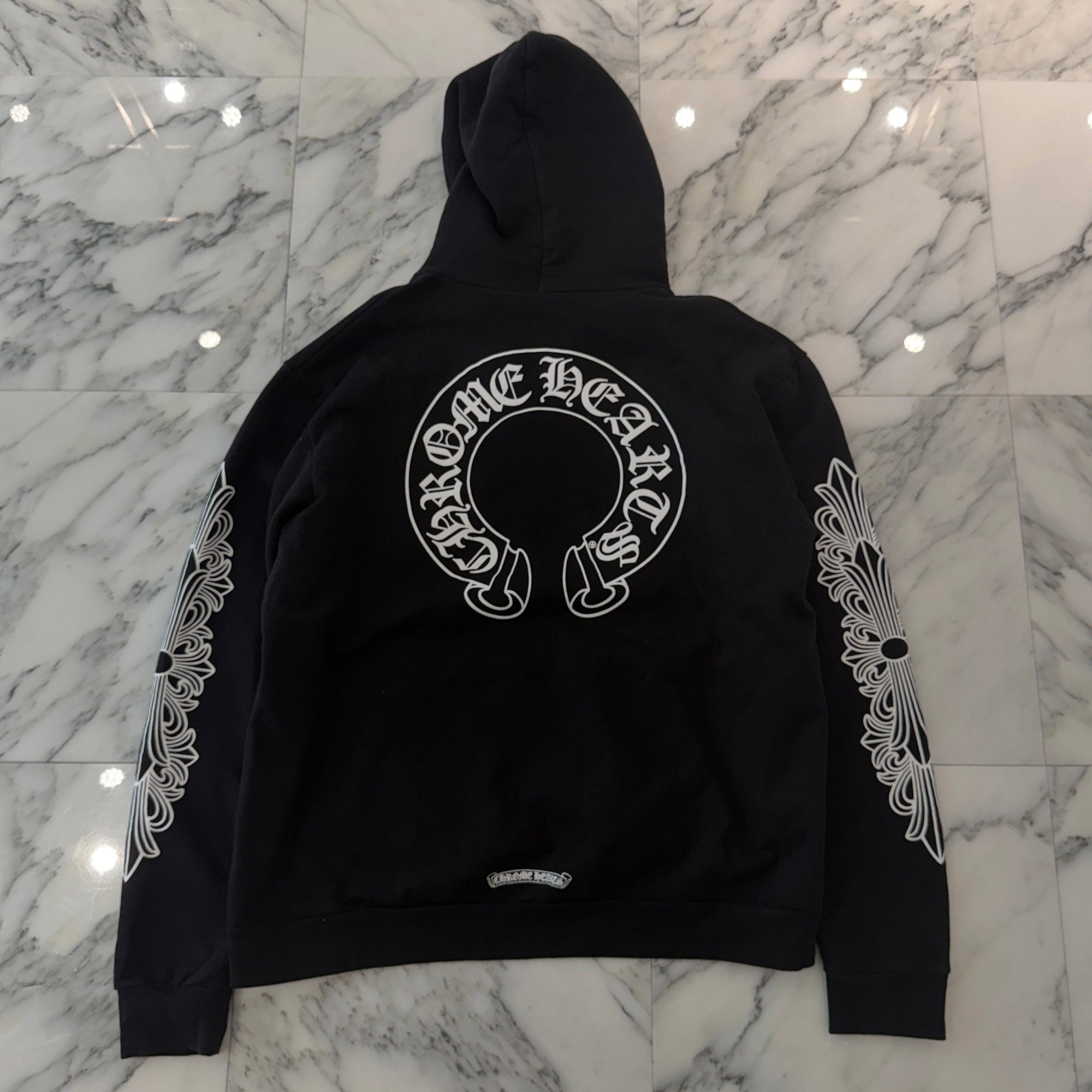 CHROME HEARTS Floral Cross Horseshoe Pullover Hoodie Size L クロムハーツ フローラルクロス ホースシュー プルオーバーフーディ サイズL