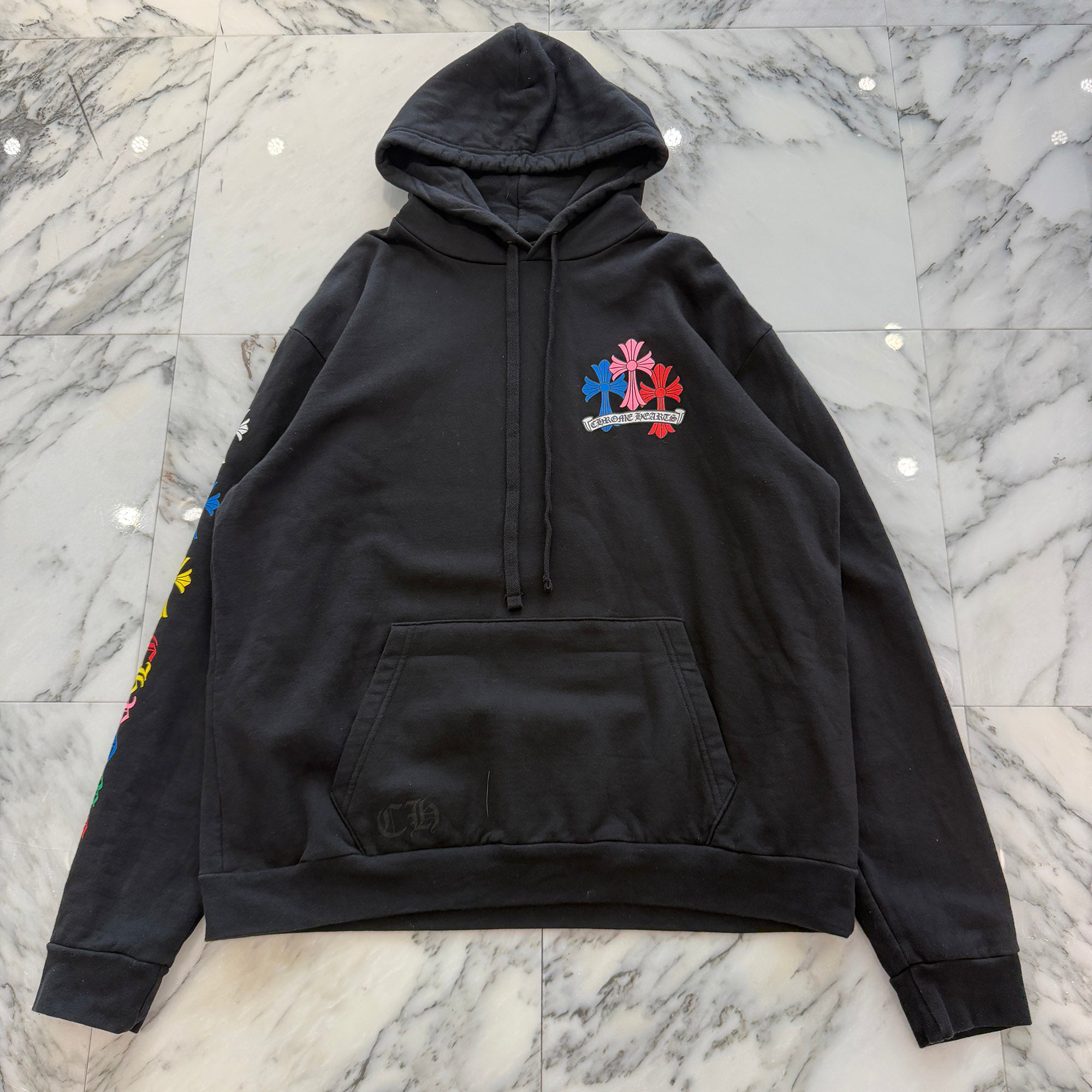 CHROME HEARTS 2021SS MLTCOL CEM CRS Pullover Hoodie Size L クロムハーツ マルチカラー セメタリークロス プルオーバー フーディ サイズL