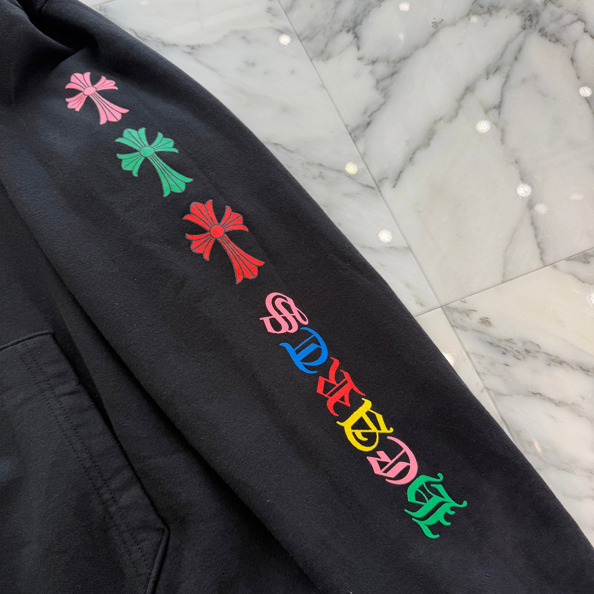 CHROME HEARTS 2021SS MLTCOL CEM CRS Pullover Hoodie Size L クロムハーツ マルチカラー セメタリークロス プルオーバー フーディ サイズL