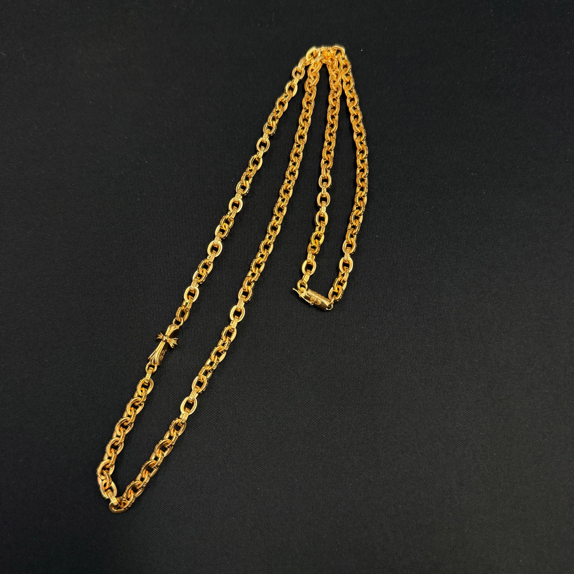 CHROME HEARTS 22K CH Cross Baby Fat Paper Chain Size 24 Inch クロムハーツ 22K CHクロス ベイビーファット ペーパー チェーン サイズ 24インチ
