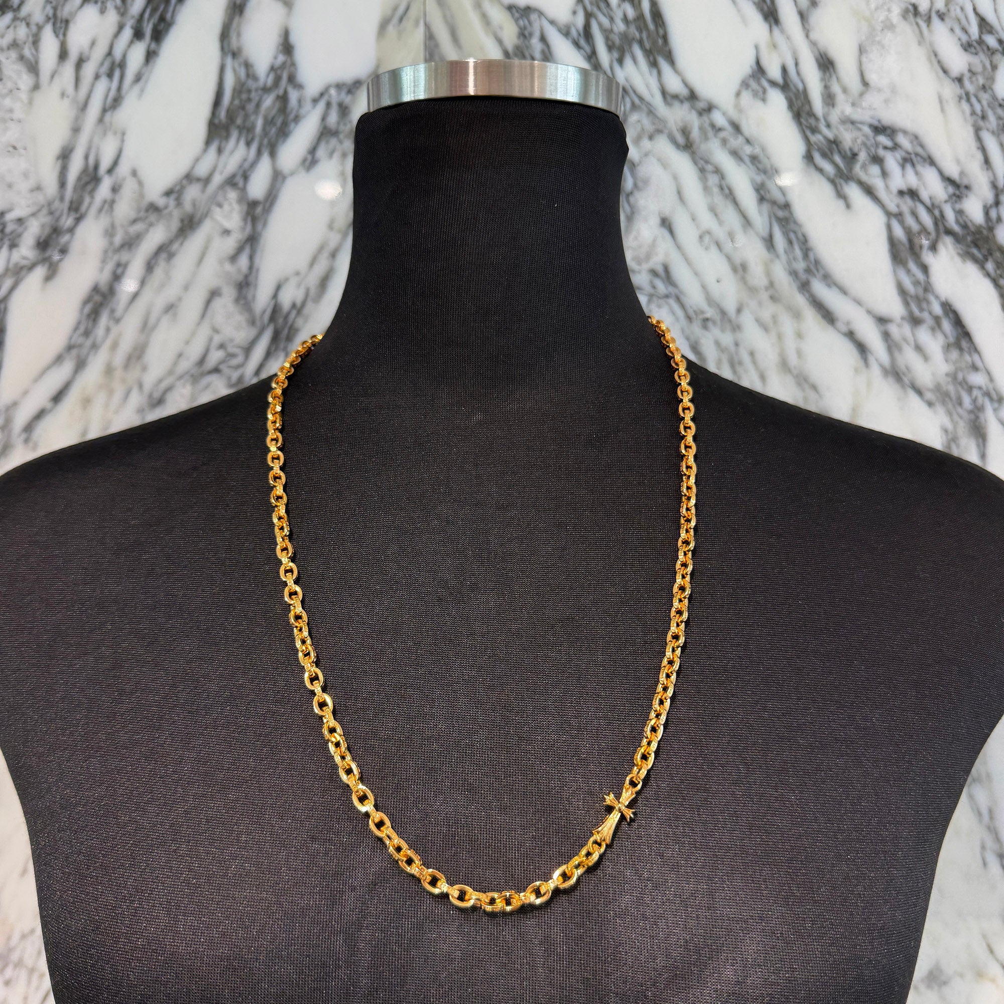 CHROME HEARTS 22K CH Cross Baby Fat Paper Chain Size 24 Inch クロムハーツ 22K CHクロス ベイビーファット ペーパー チェーン サイズ 24インチ