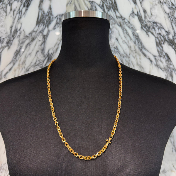 CHROME HEARTS 22K CH Cross Baby Fat Paper Chain Size 24 Inch クロムハーツ 22K CHクロス ベイビーファット ペーパー チェーン サイズ 24インチ