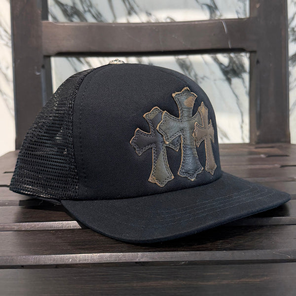 CHROME HEARTS Camo Triple Cross Leather Patch Trucker Cap ONE SIZE (51-61) クロムハーツ カモ トリプルクロス レザーパッチ トラッカーキャップ サイズONE SIZE (51-61)