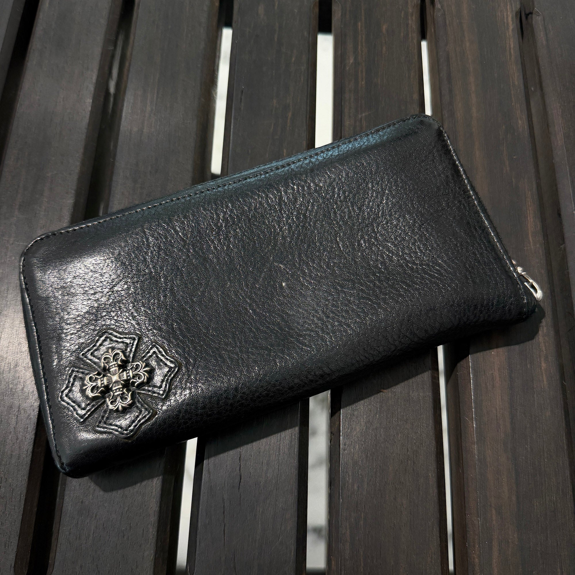 CHROME HEARTS Filigree Plus Leather Patch Round Zip Wallet クロムハーツ フィリグリープラス レザーパッチ ウォレット