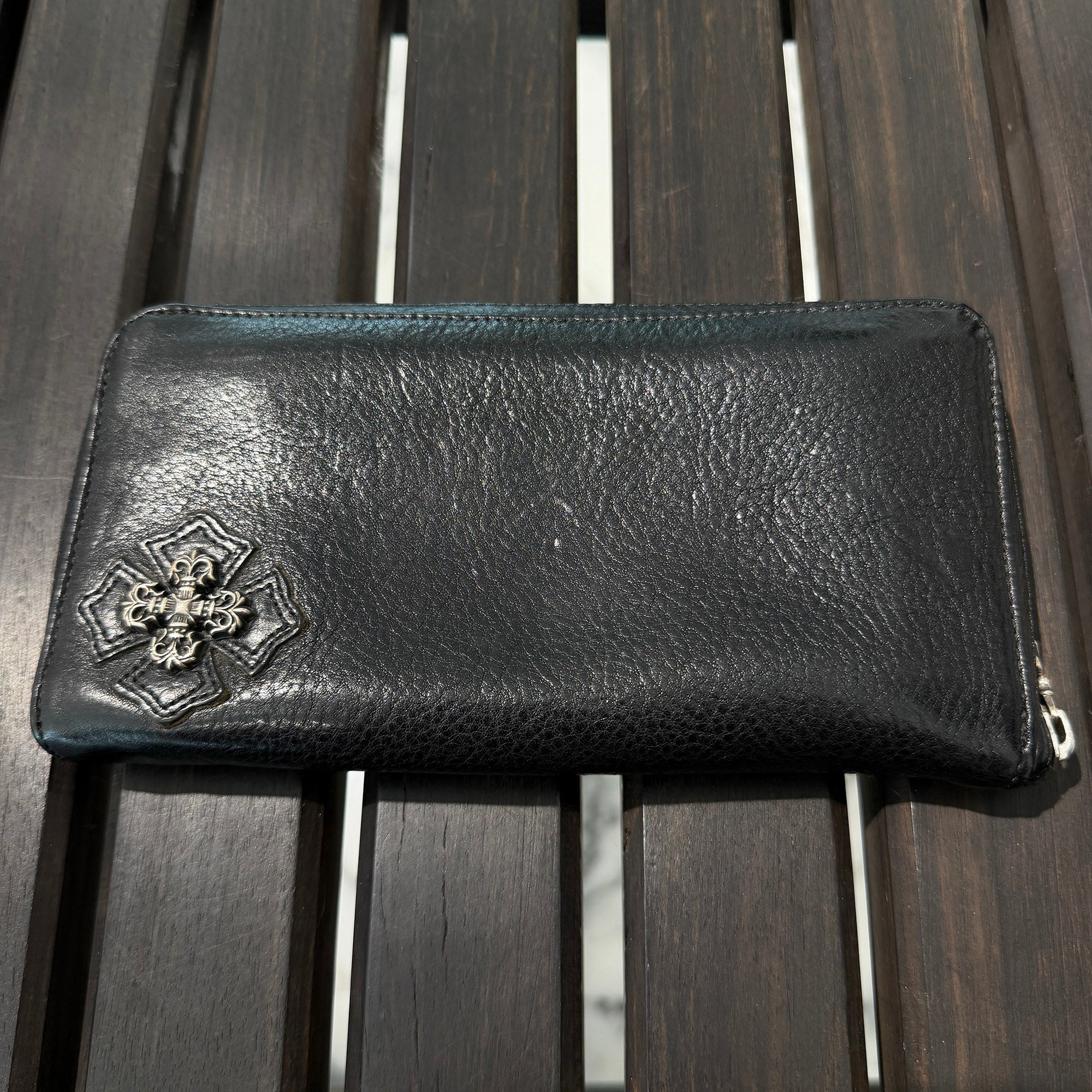 CHROME HEARTS Filigree Plus Leather Patch Round Zip Wallet クロムハーツ フィリグリープラス レザーパッチ ウォレット