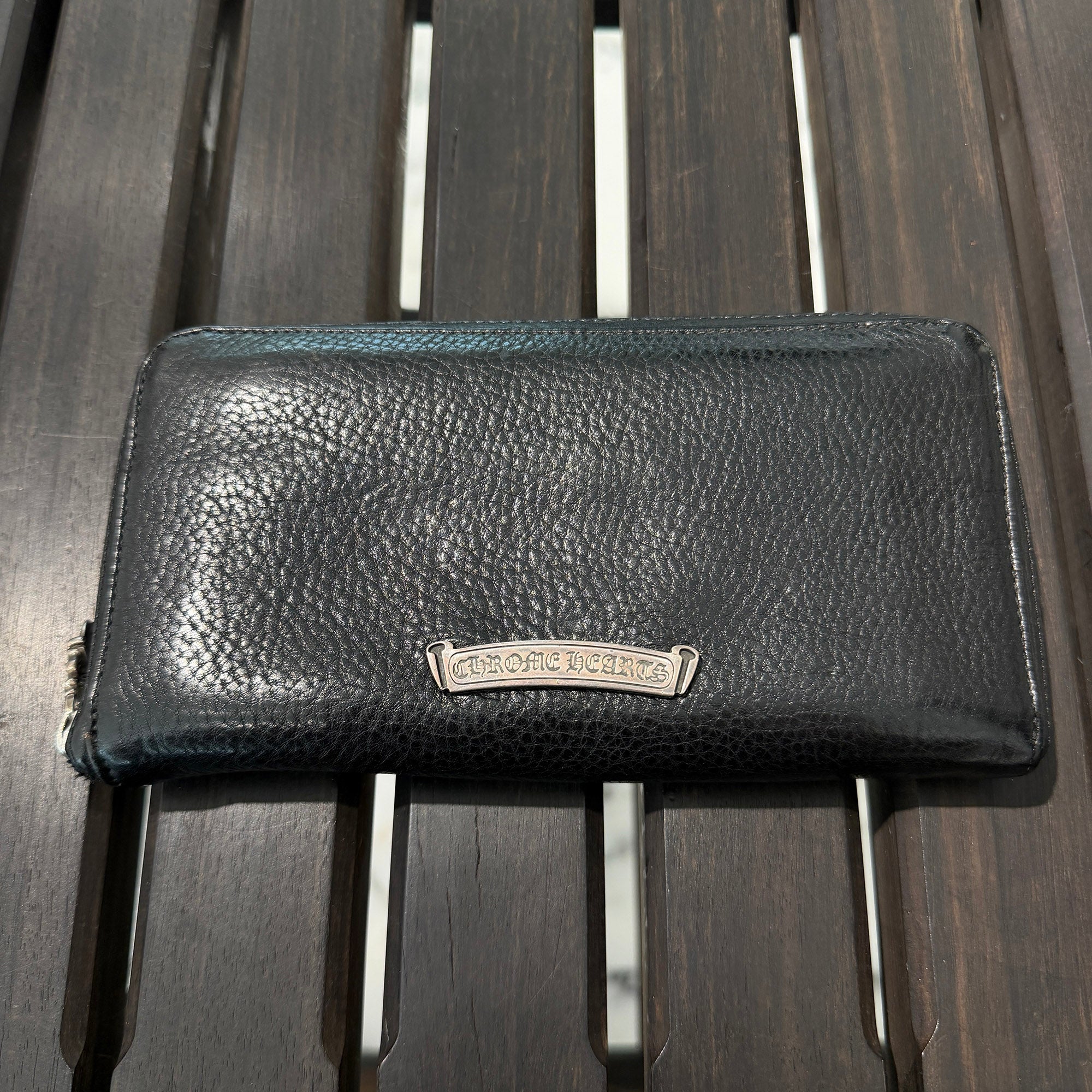CHROME HEARTS Filigree Plus Leather Patch Round Zip Wallet クロムハーツ フィリグリープラス レザーパッチ ウォレット