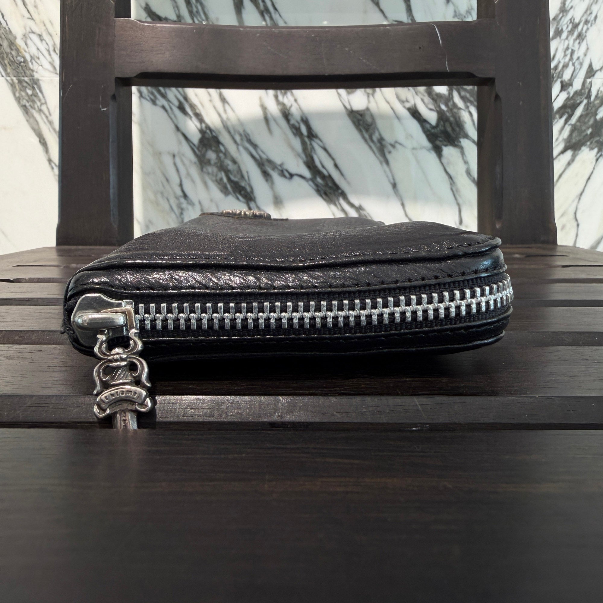 CHROME HEARTS Filigree Plus Leather Patch Round Zip Wallet クロムハーツ フィリグリープラス レザーパッチ ウォレット