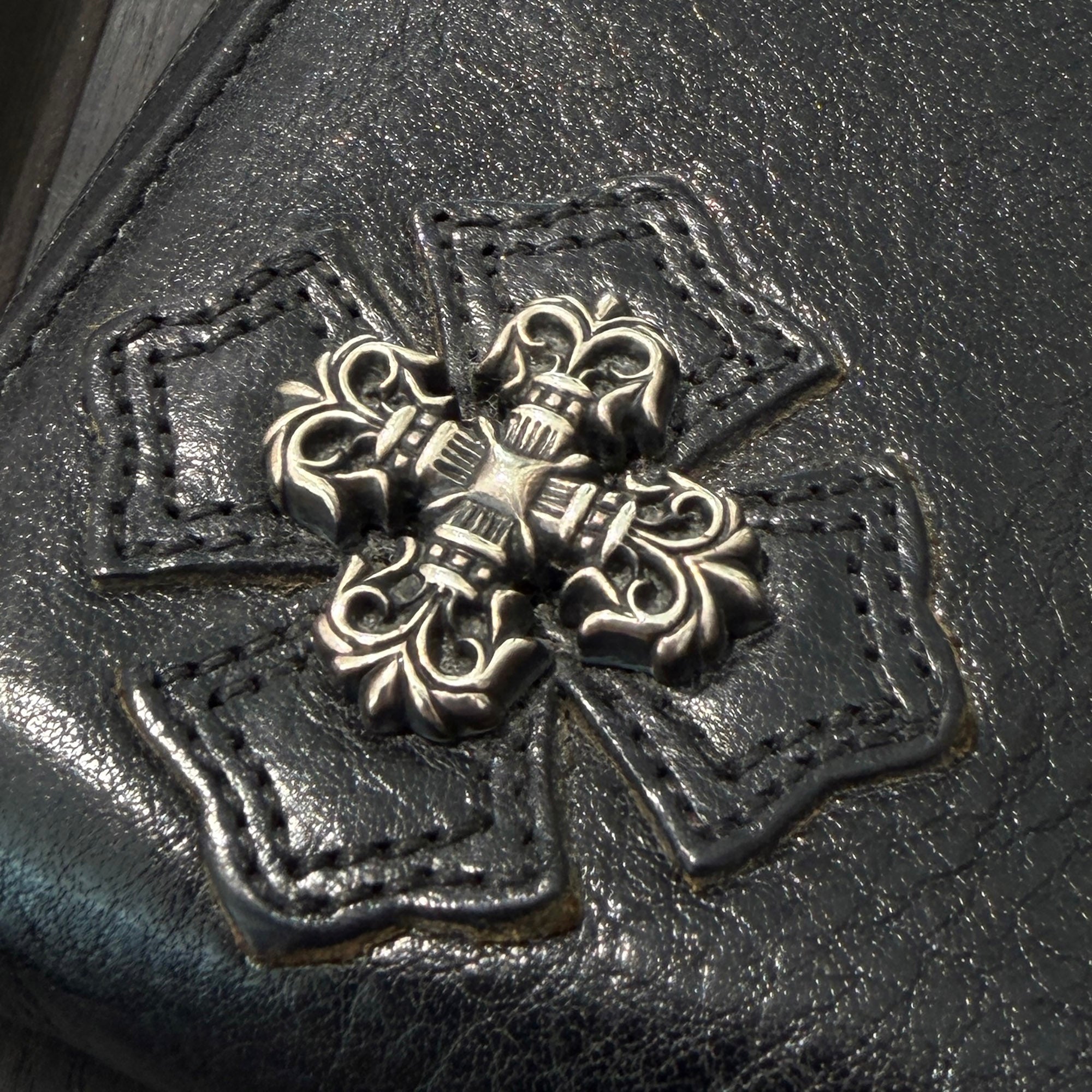 CHROME HEARTS Filigree Plus Leather Patch Round Zip Wallet クロムハーツ フィリグリープラス レザーパッチ ウォレット
