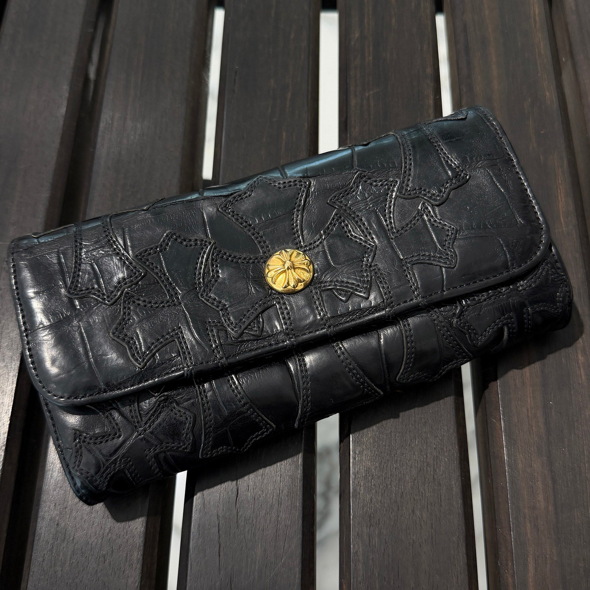 CHROME HEARTS 22K Judy Cemetery Cross Leather Patch Cross Ball Wallet クロムハーツ 22K ジュディ セメタリークロスレザーパッチ クロスボール ウォレット