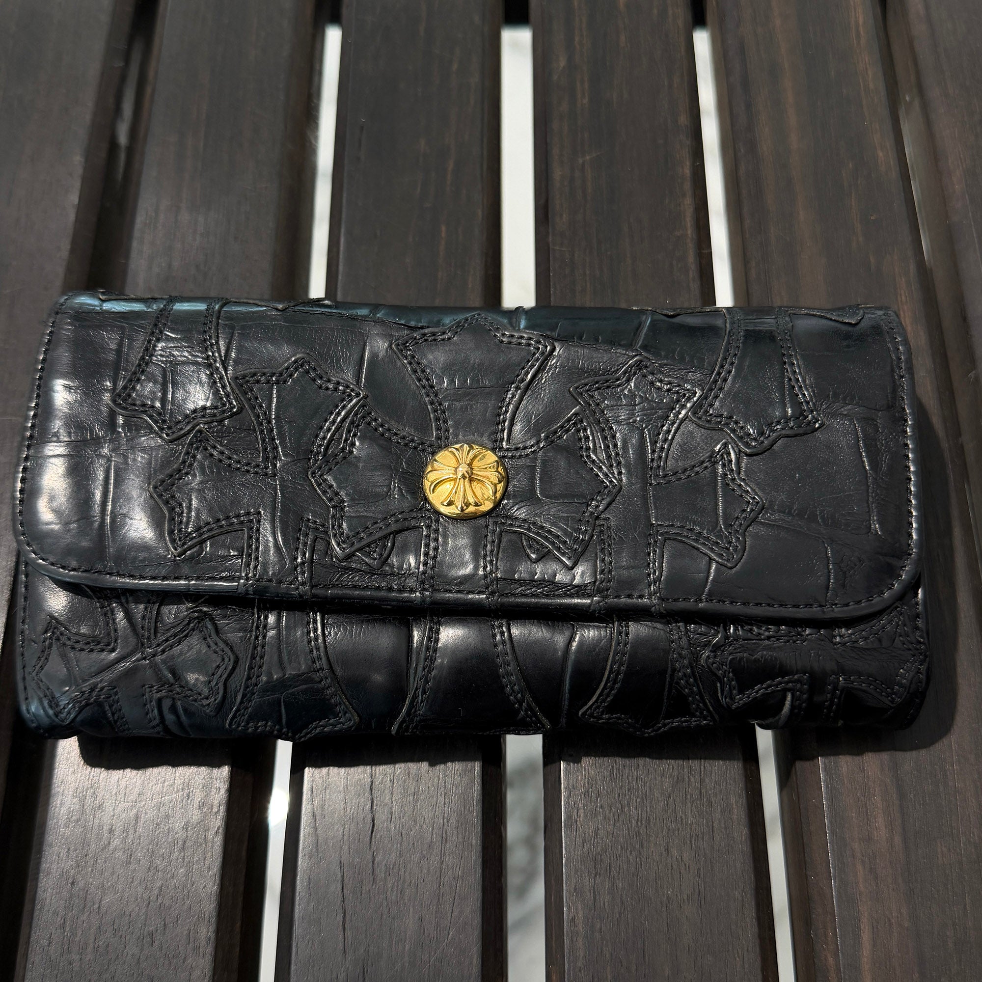 CHROME HEARTS 22K Judy Cemetery Cross Leather Patch Cross Ball Wallet クロムハーツ 22K ジュディ セメタリークロスレザーパッチ クロスボール ウォレット