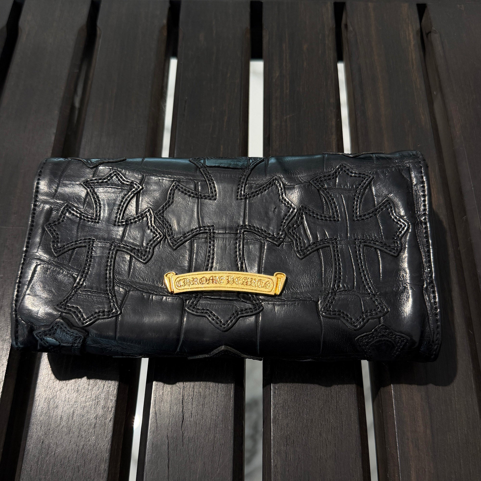 CHROME HEARTS 22K Judy Cemetery Cross Leather Patch Cross Ball Wallet クロムハーツ 22K ジュディ セメタリークロスレザーパッチ クロスボール ウォレット
