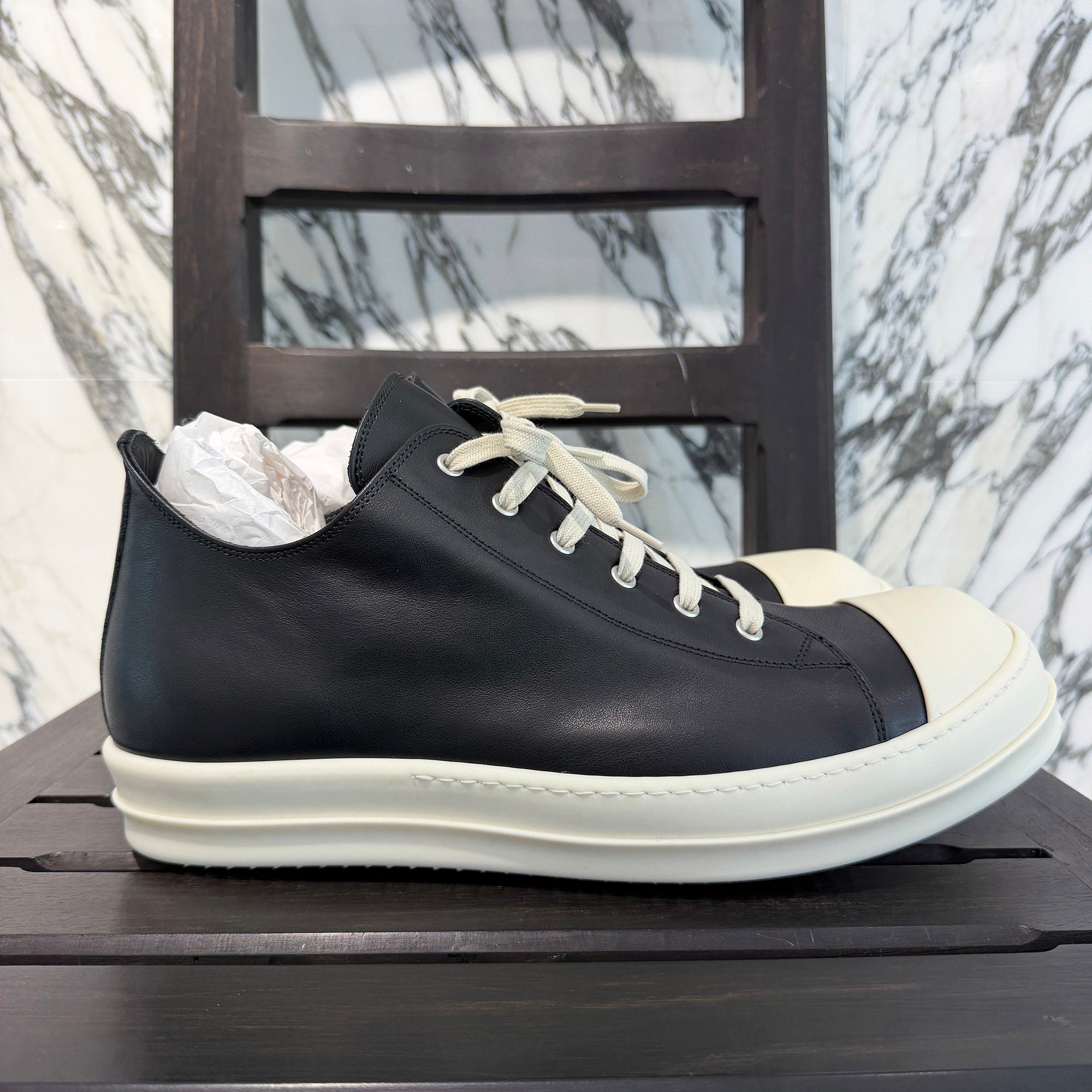 Rick Owens "LOW SNEAKS" Leather Sneakers RU02F4891LCO Size 48.0 (約32.0cm〜33.0cm) リックオウエンス "ロースニークス" レザースニーカー サイズ48.0 (約32.0cm〜33.0cm)
