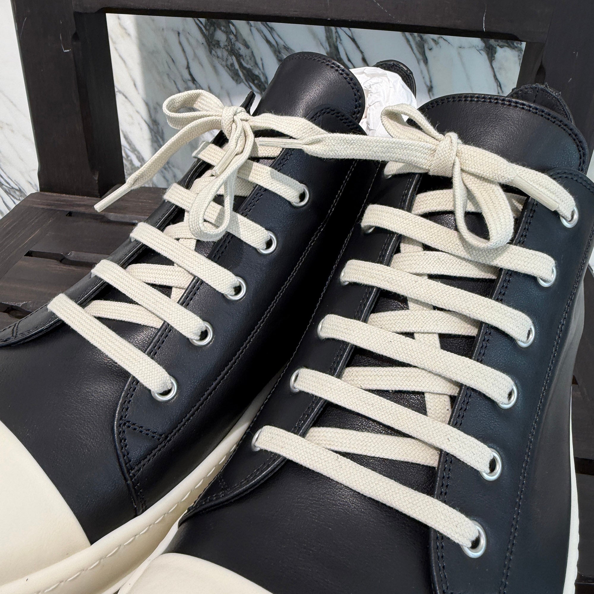 Rick Owens "LOW SNEAKS" Leather Sneakers RU02F4891LCO Size 48.0 (約32.0cm〜33.0cm) リックオウエンス "ロースニークス" レザースニーカー サイズ48.0 (約32.0cm〜33.0cm)