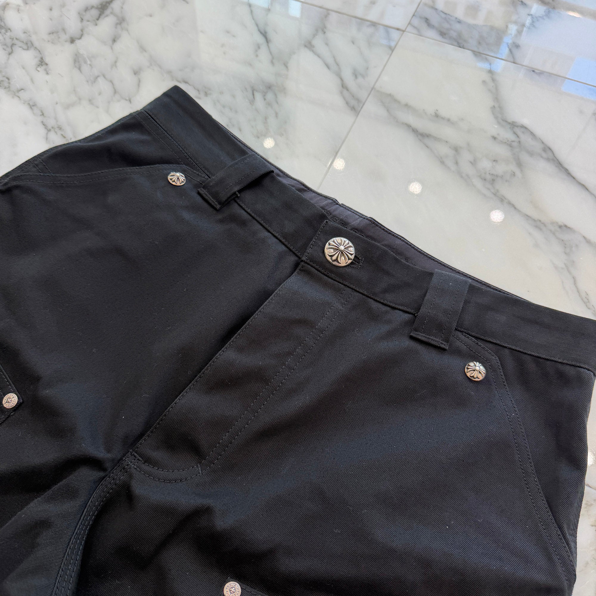 CHROME HEARTS Carpenter Cross Ball Button Denim Shorts Size 32 クロムハーツ カーペンター クロスボールボタン デニムショーツ サイズ32