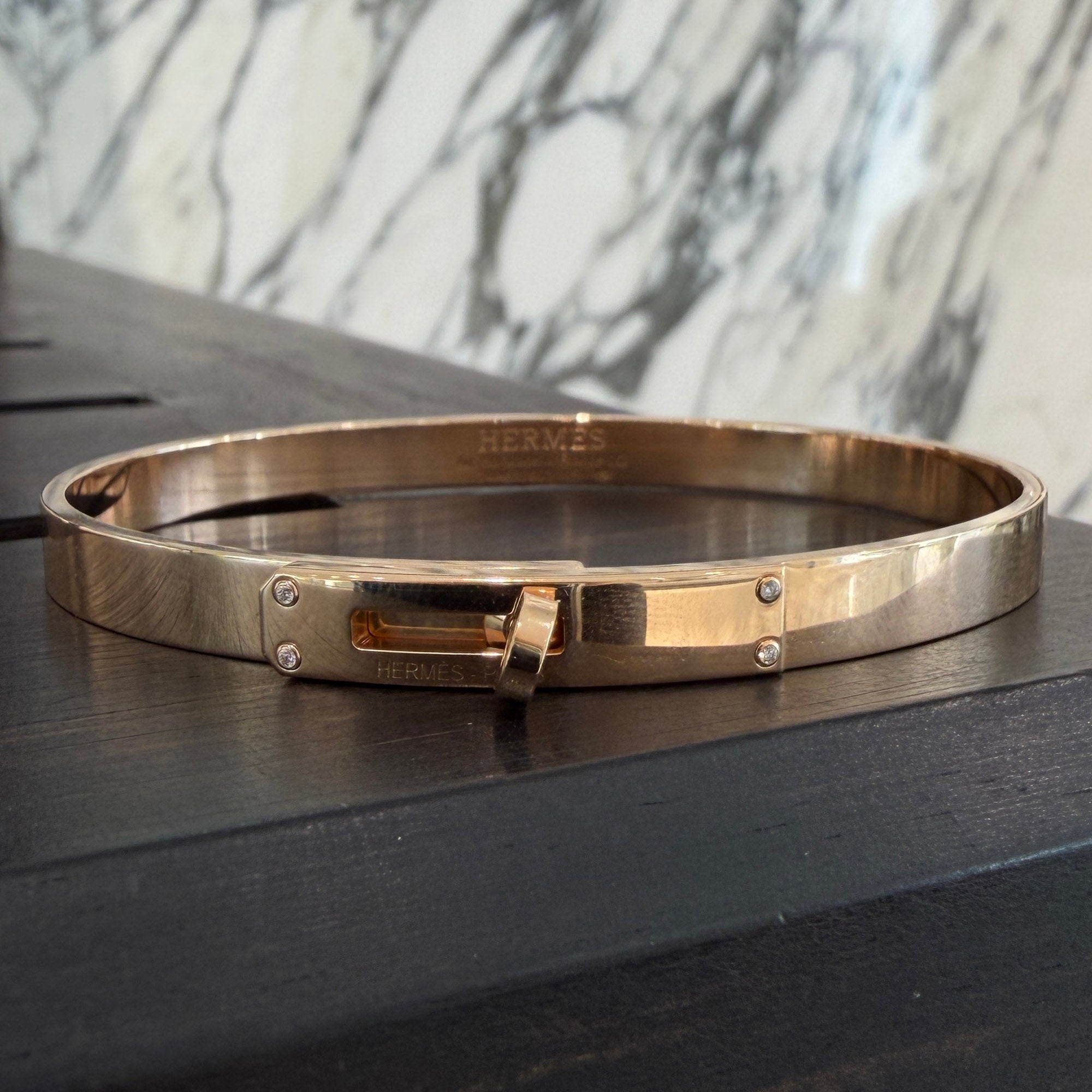 HERMES Au750 PG Kelly Bracelet PM Size LG エルメス Au750 PG ケリー ブレスレット PM サイズLG